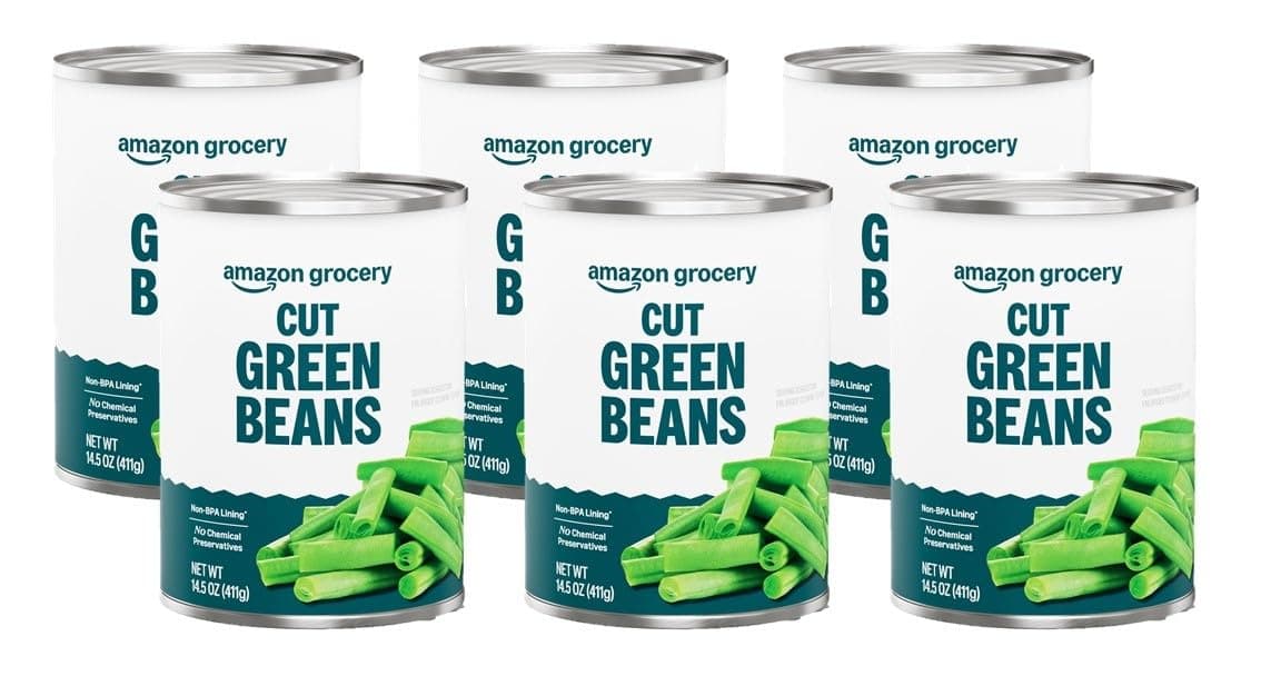 Amazon Grocery, Cut Green Beans, 14.5 Oz (Previously Amazon Fresh, Packaging May Vary) (Pack of 6)