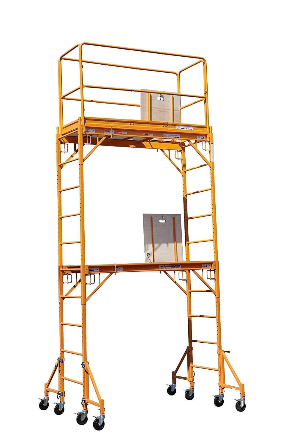 CBM Multipurpose Maxi Square Baker Style Scaffold Tower Package - 12 Feet, 1,000 Pound Capacity With Hatch Deck Guard Rail and Double U Lock