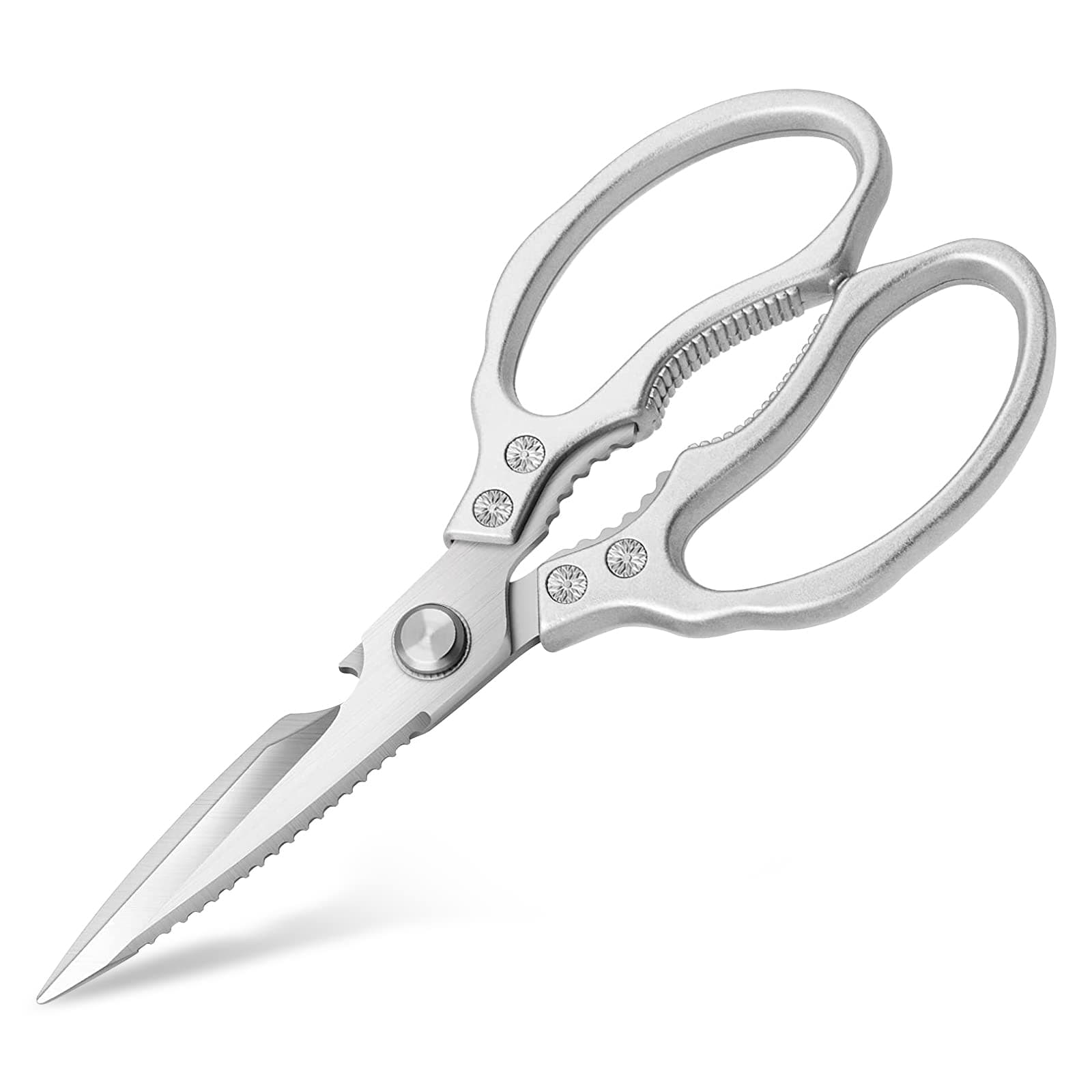 CGBE Kitchen Scissors Heavy Duty, Dishwasher Safe Kitchen Scissors, Multi-Purpose Kitchen Shears for Food, Non Slip Stainless Steel Sharp Cooking Scissors, Silver