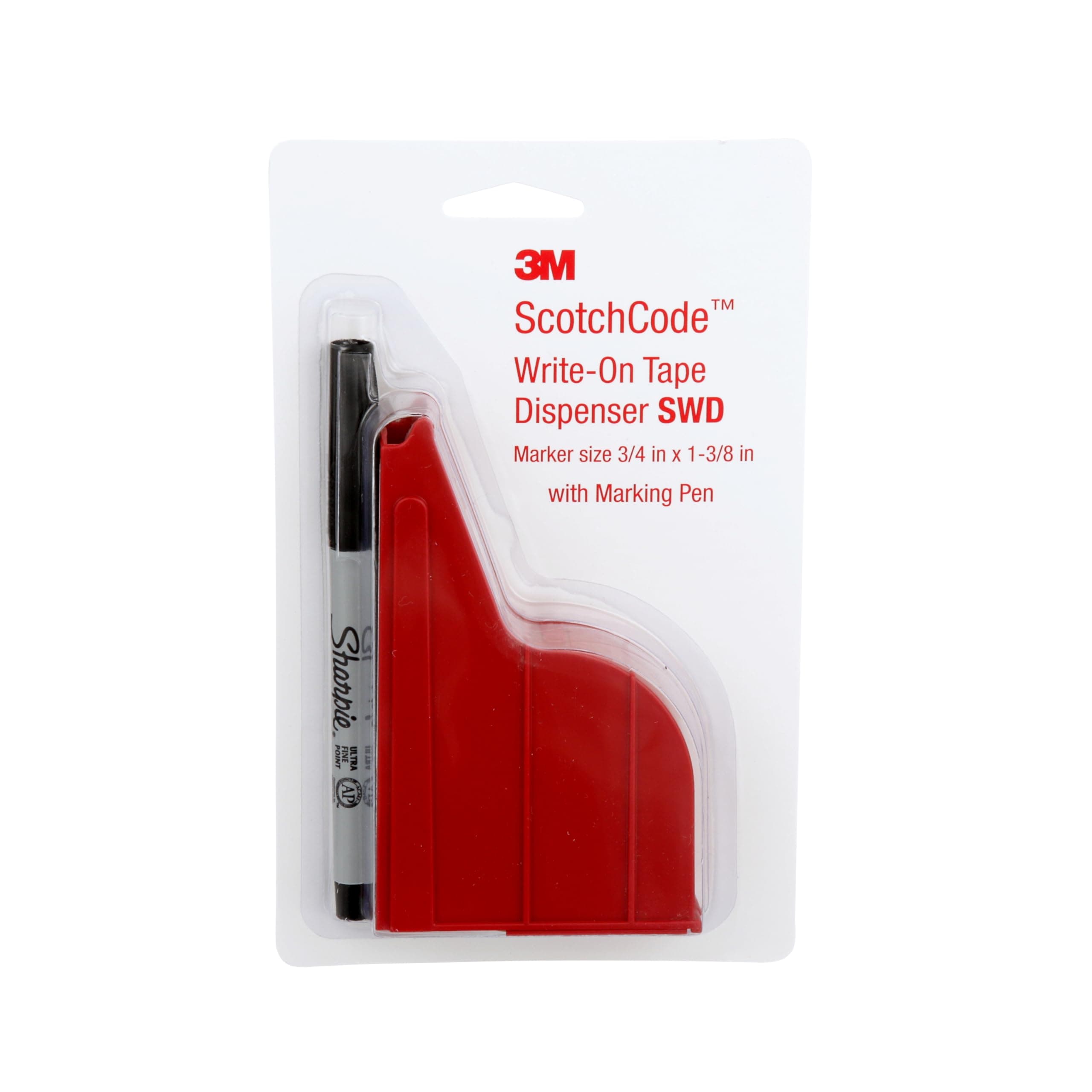 ScotchCode Wire Marker Write-On Dispenser with Tape and Pen SWD, 0.75 in x 1.375 in, Pack of 1