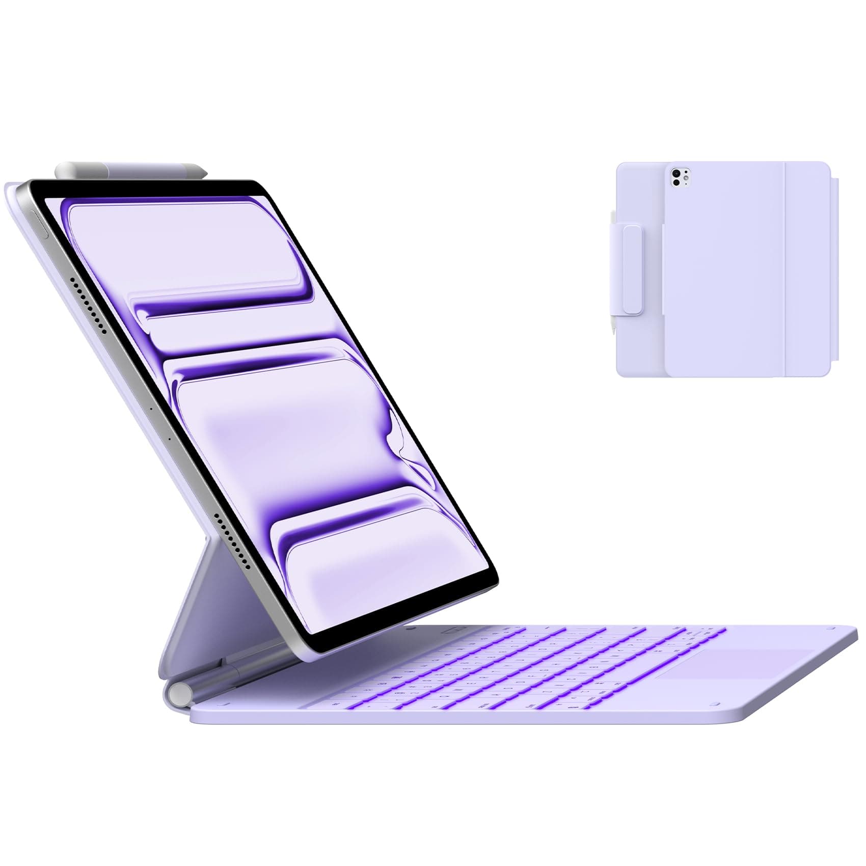typecase Keyboard Case for iPad Pro 13-inch (M4) 2024,Magic Keyboard with 11 Colors Backlight for iPad Pro 13,Keyboard Case with Pencil Holder,Multi-Touch Trackpad,Easy-Set Magnetic Stand,Light Purple