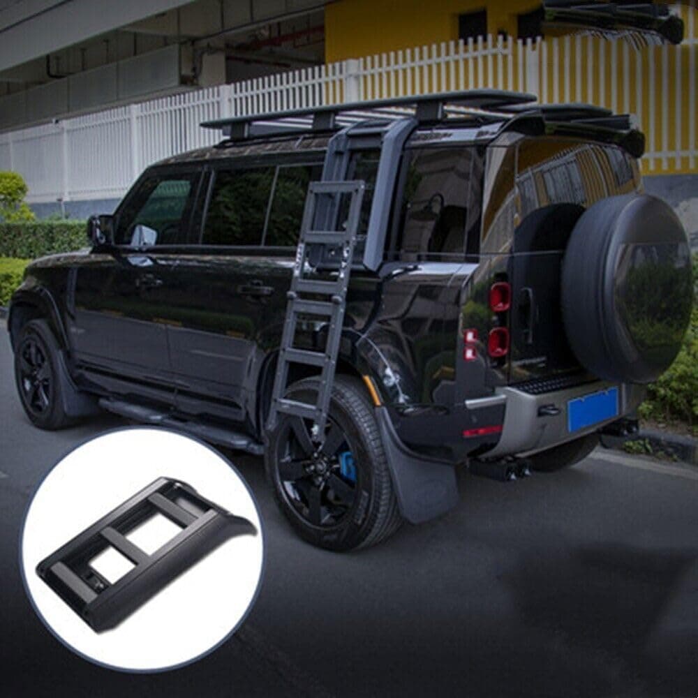 Side Ladder for Defender, Foldable Liftable Ladder Protective Frame, Side Window Roof Step Ladder for Land Rover Defender 110 4 Door 2020 2021 2022 2023 2024 (Matte Black)