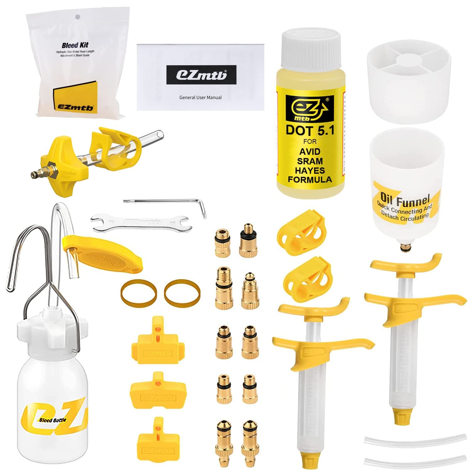 Bleed Kit for SRAM X0, XX, Guide, Level, Code, HydroR,G2,and AVID Hays Formula,Pro Bicycle Brakes Service Kit, Bleed Set with DOT Fluid 60ml