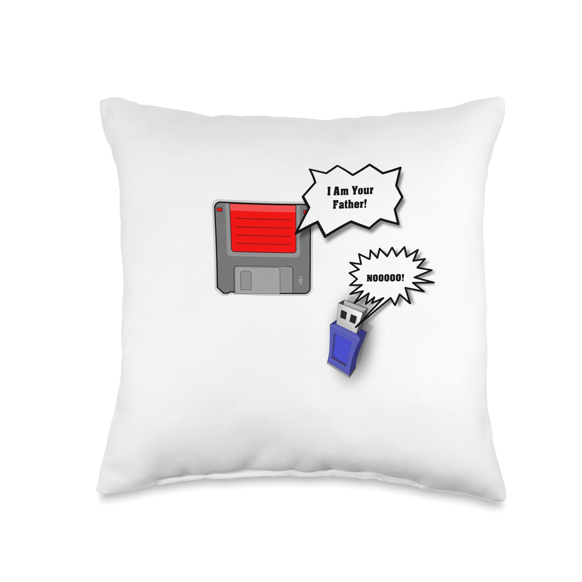 Diskette USB Stick Funny Computer Nerd Design Throw Pillow, 16x16, Multicolor