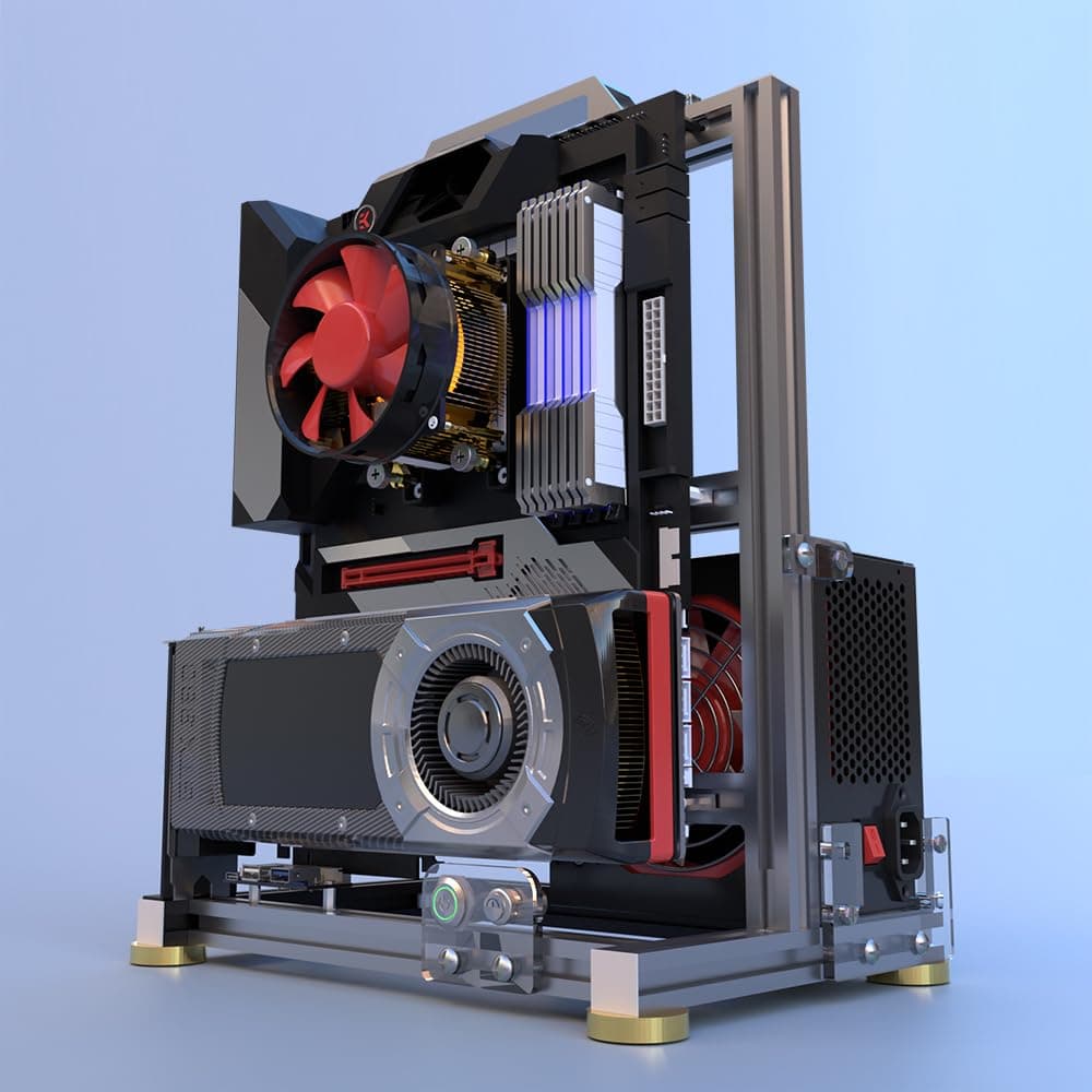 PC Chassis Desktop Computer Open Case Well Cooled Chassis Aluminum Material Test Bench includes Type-C Support Motherboard (ATX)