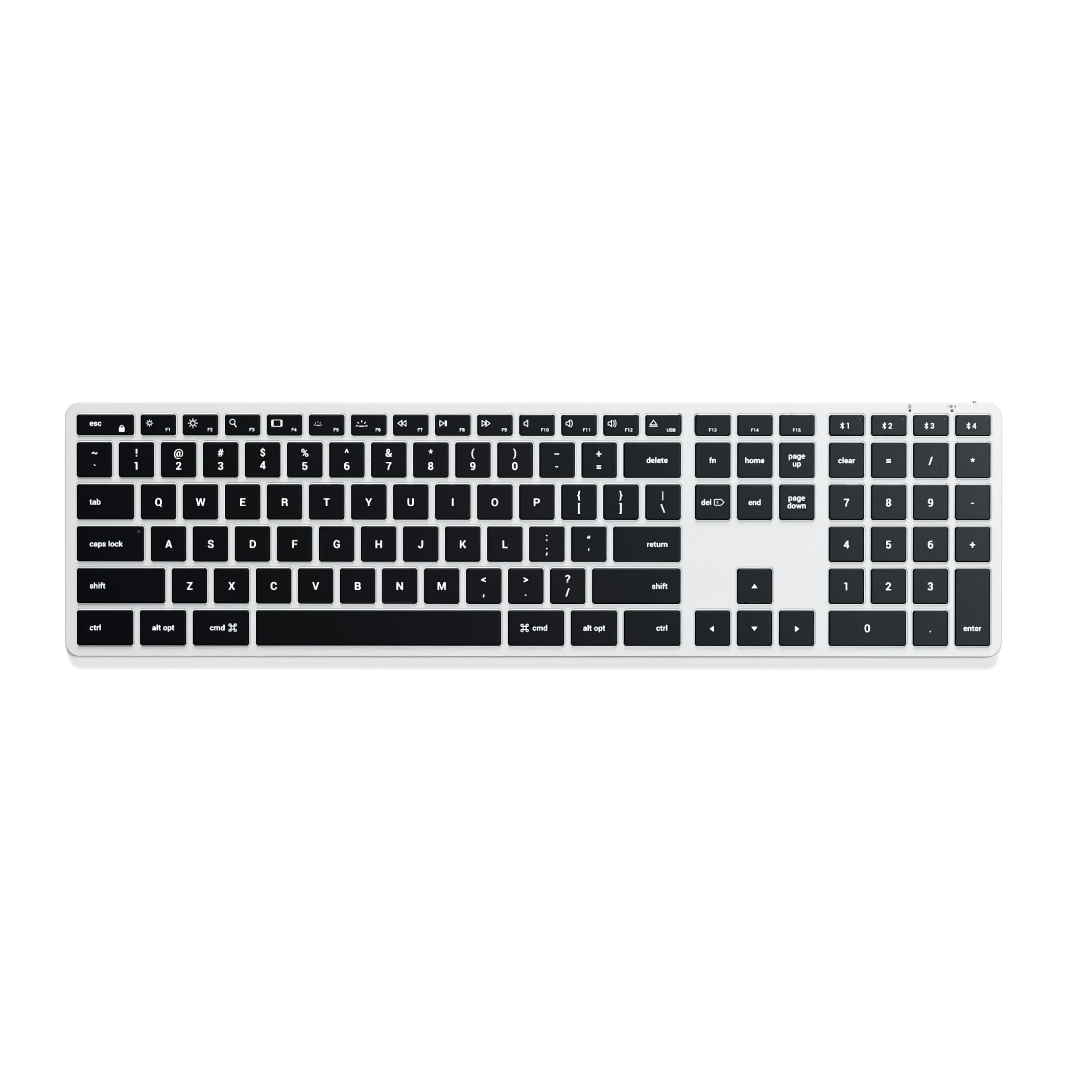 Slim X3 Bluetooth Wireless Keyboard, US QWERTY Layout, Backlit Numeric Keypad, Multi-Device – For MacBook Air & Pro M5 M4 M3, Mac Mini, iPad Air & Pro, iMac and more – Silver