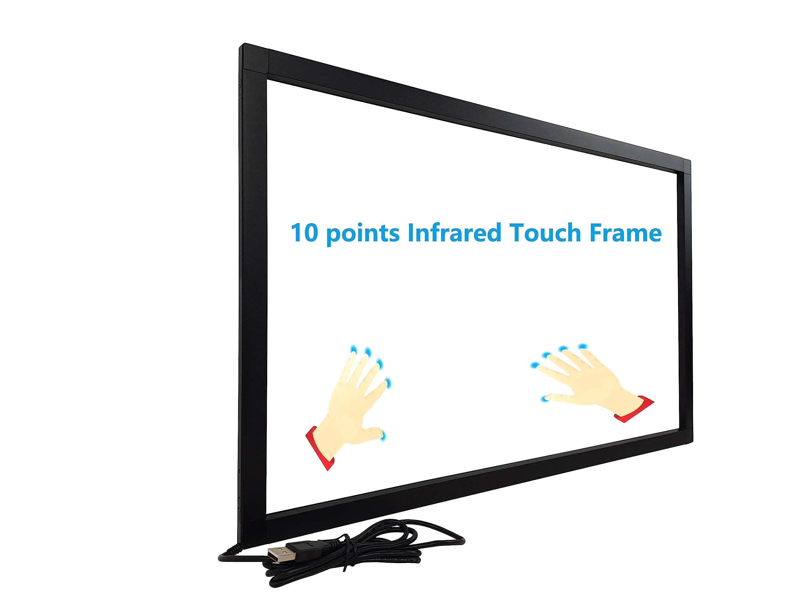 40" 10 Point Interactive Infrared Touch Screen Overlay Frame Driver Free Design for Touch TV, Touch Monitor, Interactive Whiteboard, Touch Kiosk, Digital Signage