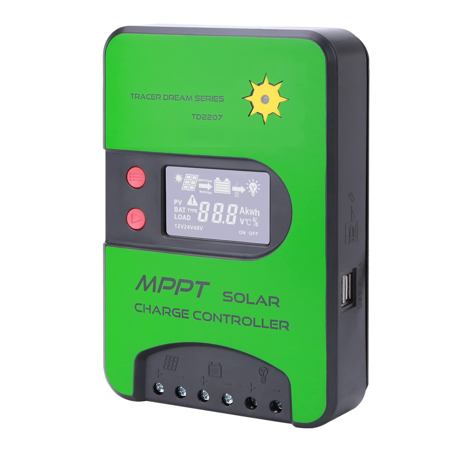 Beleeb 12V/24V 20A MPPT Solar Charge Controller,75V Max Input, PV Limited Power Input,Built-in Operation Log A and Temperature Compensation
