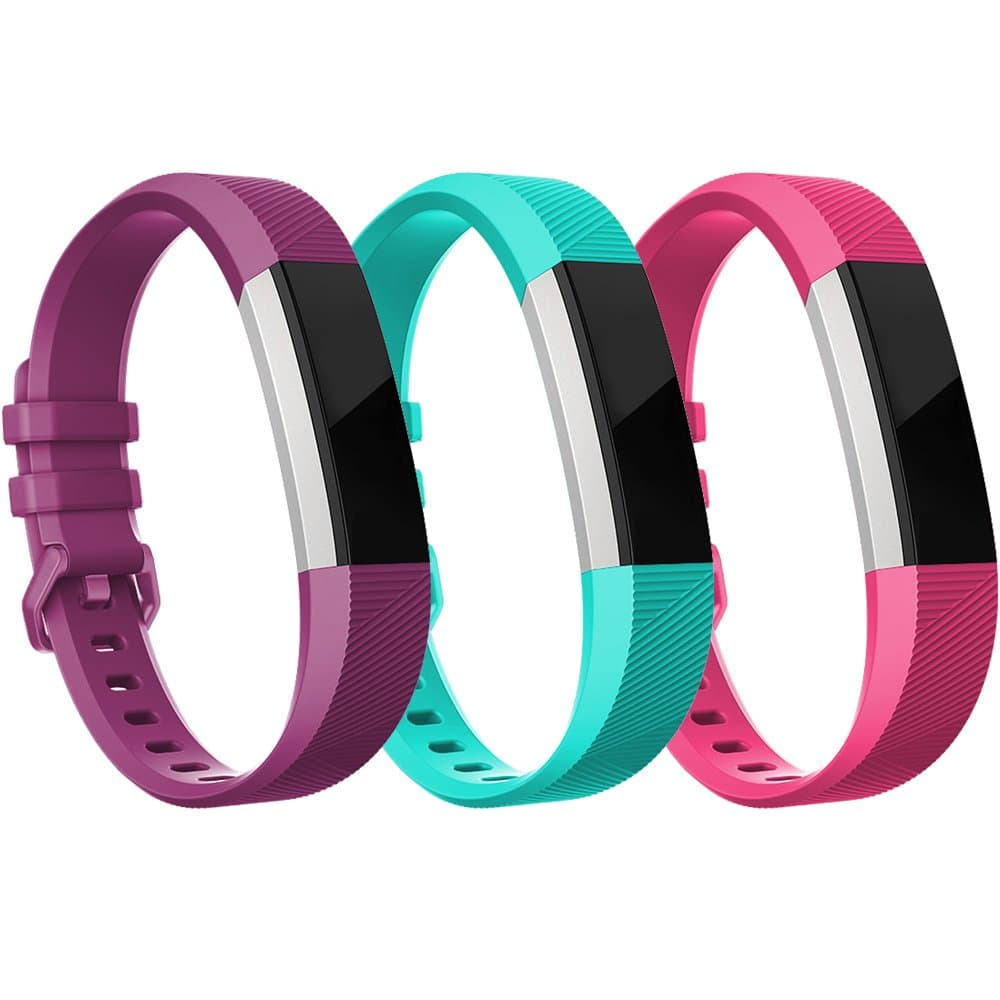 RedTaro Bands Compatible with Fitbit Alta HR/Alta-Pack of 3(Purple,Teal,Hot Pink) Large,Adjustable Replacement Accessory Bands/Straps for Fitbit Alta HR/Alta for Women/Men(no Fitbit Fitness Tracker)