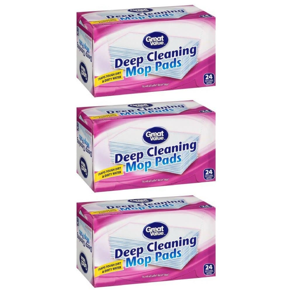 Great Value Deep Cleaning Mop Pads, 24 Count (pack of 3)