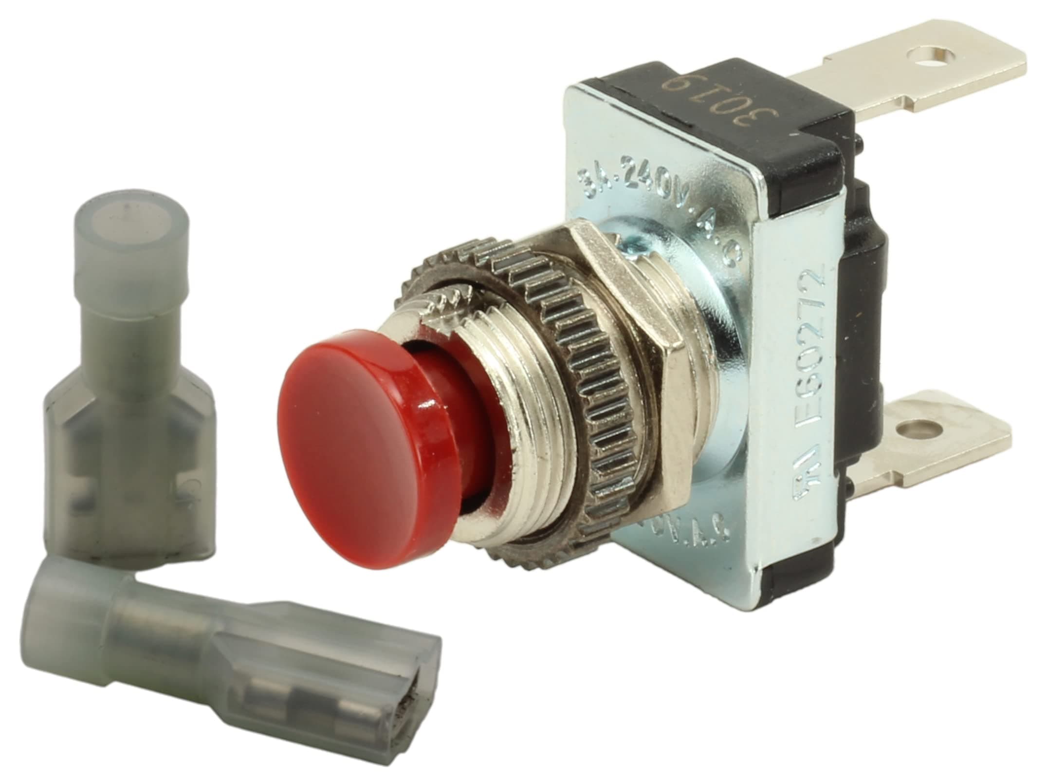 Fastronix AC/DC Red Momentary Push Button Switch with 14-16 ga. Terminals