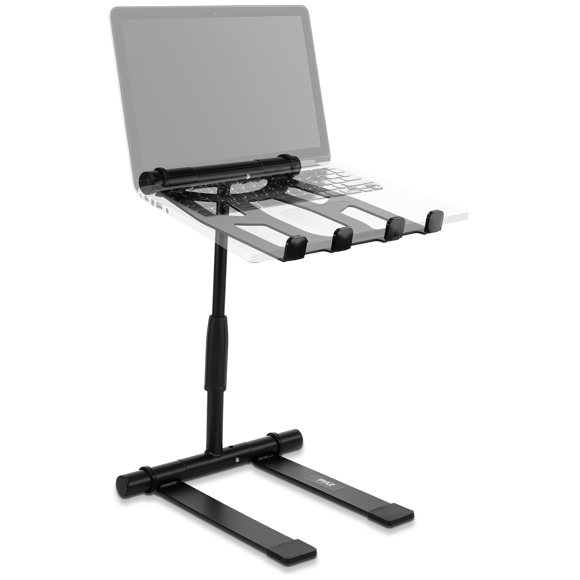 Pyle Portable Folding Laptop Stand - Standing Table with Adjustable Angle, Foldable Height and Four Prong Anti-Slip Tray for iPad, Tablet, DJ Mixer, Workstation, Gaming and Home Use - PLPTS55