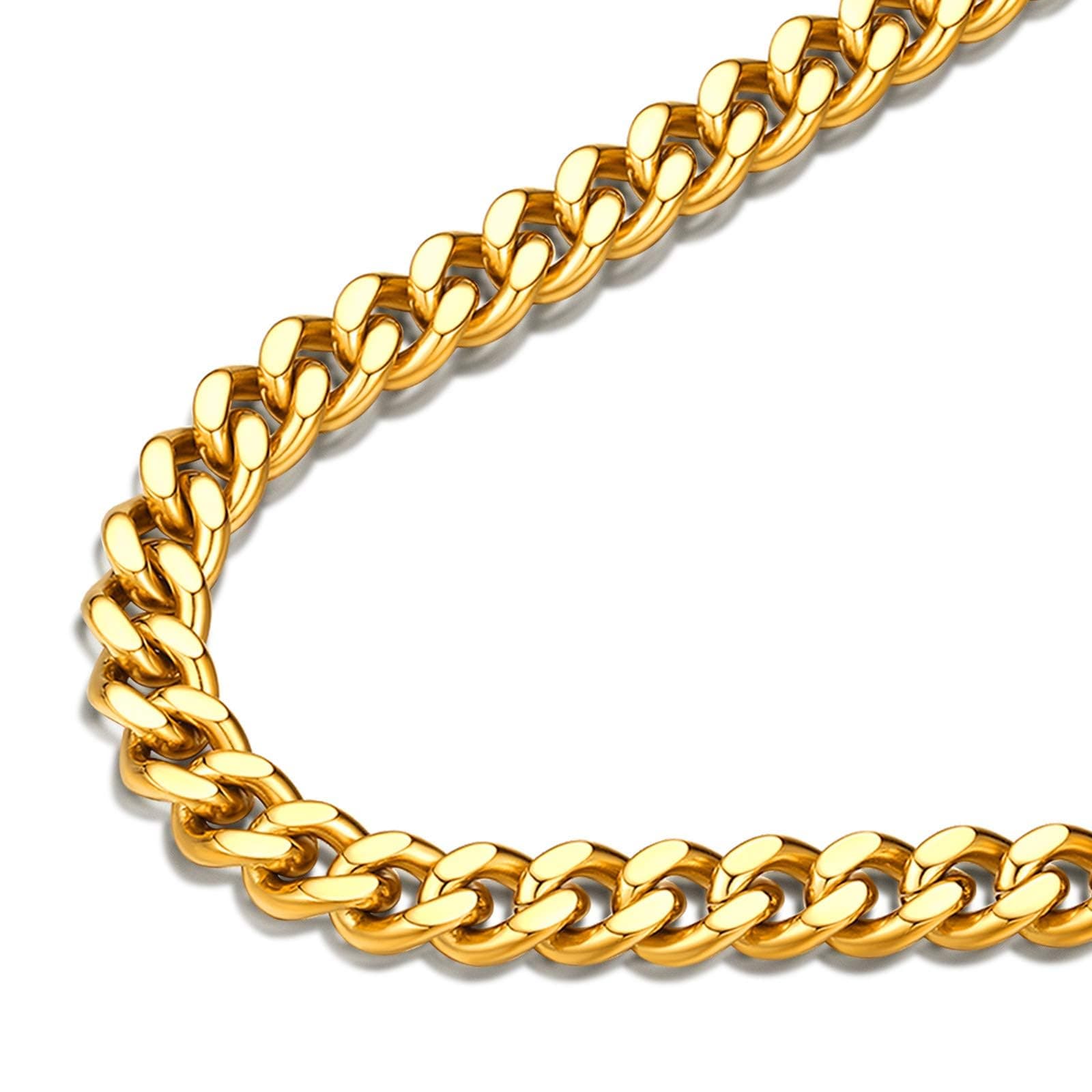 FindChic Men Curb Chain Necklace 18K Gold Plated/Stainless Steel/Black Chunky Double Tight Cuban Link Hip Hop Neck Chains for Men Boys 3.5MM/5MM/6MM/7MM/9MM/12MM 14''-30'' 8 Length Options (Send Gift Box)