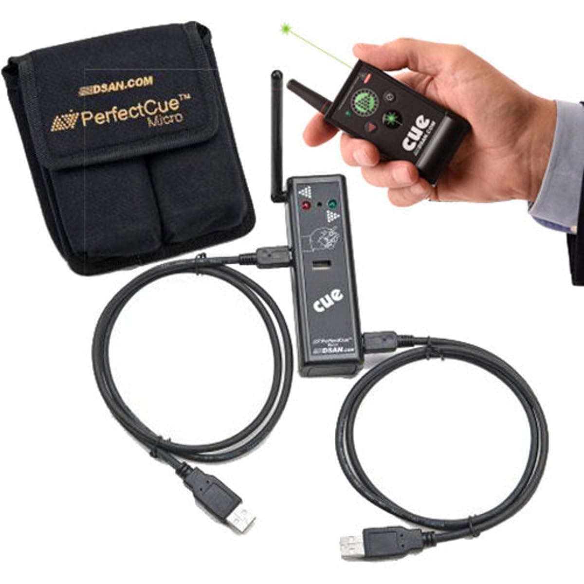 DSAN PerfectCue Micro Ultra Compact Cue Light Remote Presentation Controller with PC-AS4 3-Button & Green Laser Wireless Transmitter