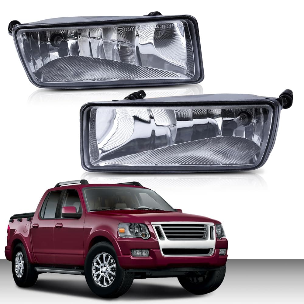 Clear Rectangular Lens Fog Driving Lights Lamps Pair Set Compatible with Ford Explorer 2006-2010 Sport Trac 2008-2010 2007 2009