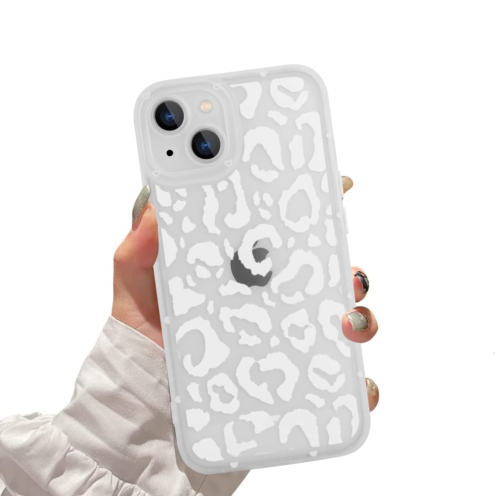 ZIYE for iPhone 13 Case White Leopard Pattern Clear Phone Case with Camera Protection,Silicone TPU Phone Protective Cover Cheetah Design Cases Compatible with iPhone 13 6.1 Inch