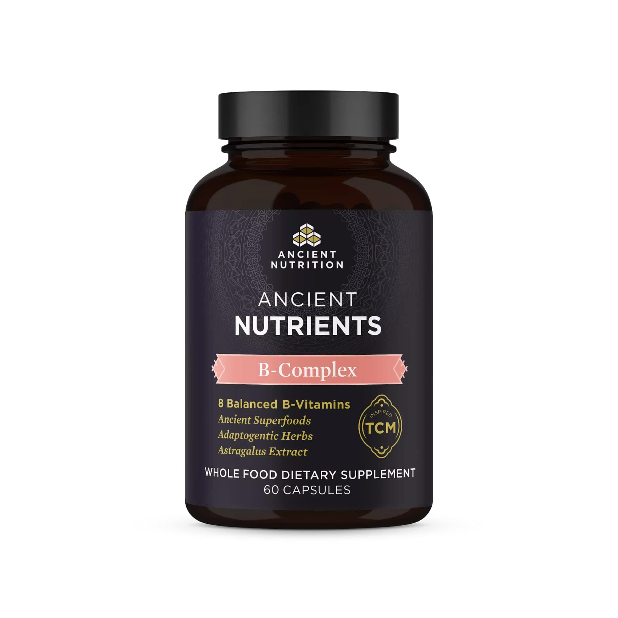 , Ancient Nutrients B-Complex - 8 Balanced B-Vitamins, Adaptogenic Herbs, Enzyme Activated, Paleo & Keto Friendly, 60 Capsules