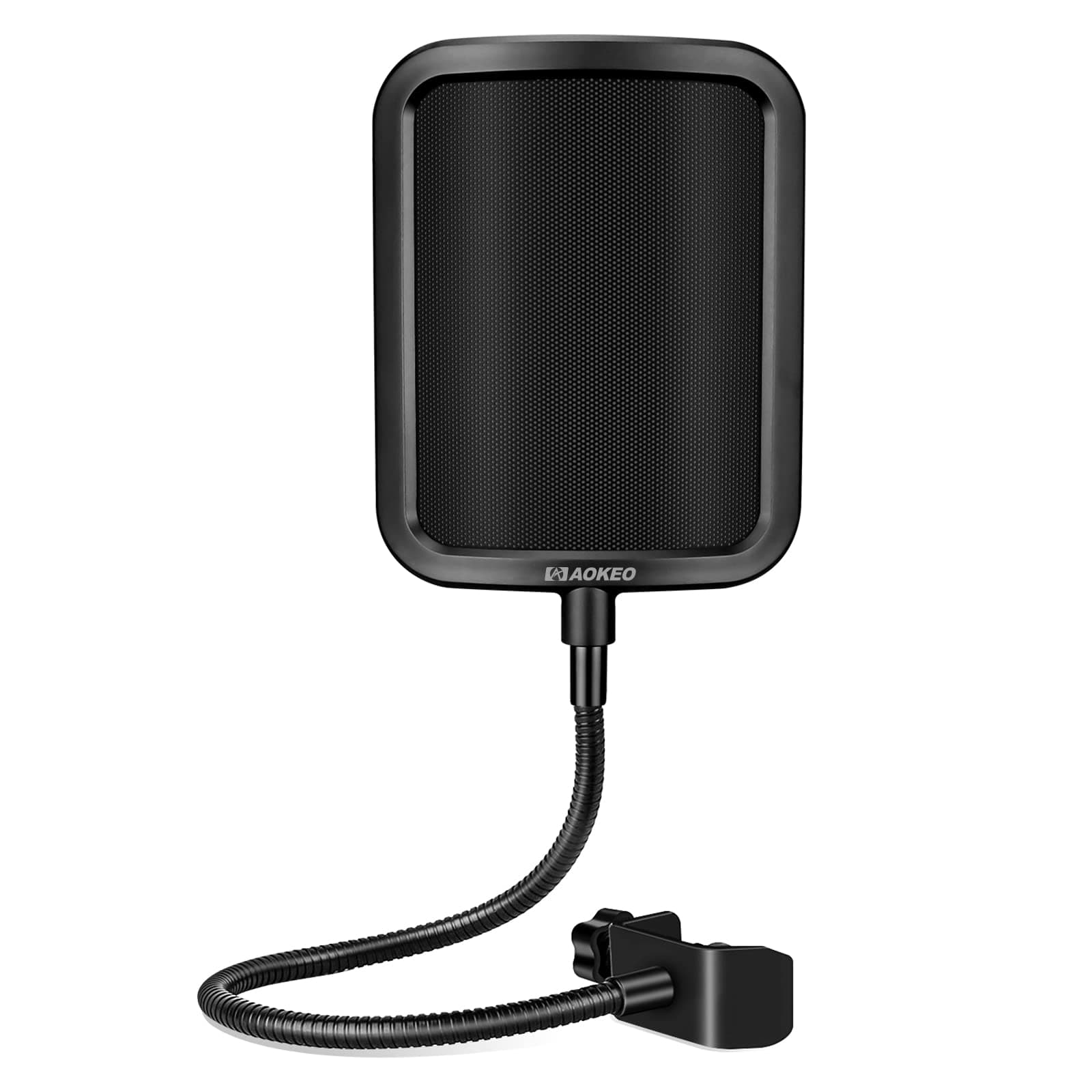 Aokeo Metal Pop Filter,Metal Mesh Layer Microphone Windscreen for Hyperx QuadCast, Blue Yeti and Other Mics,Pop Shield with Flexible 360° Gooseneck Clip Stabilization Arm