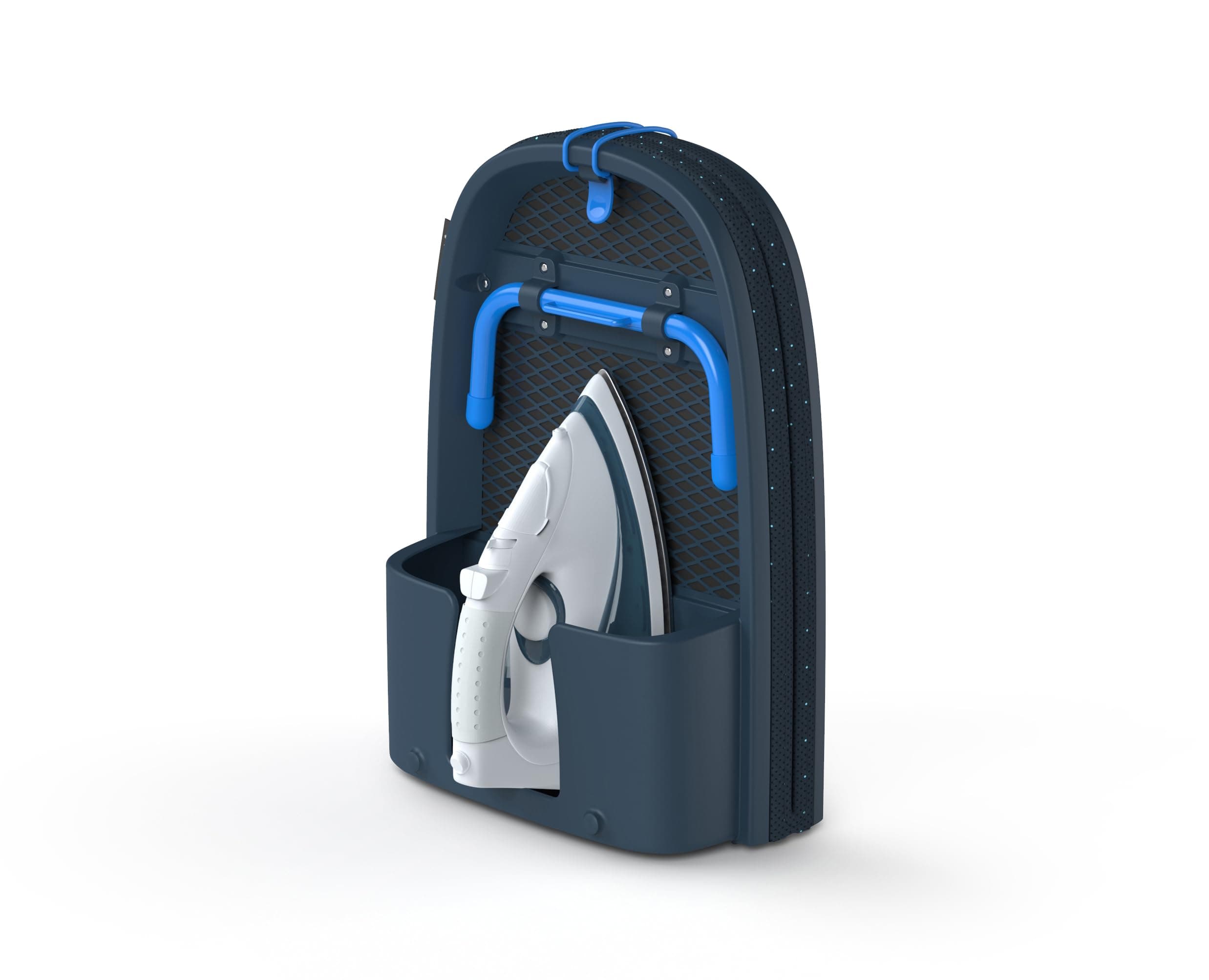 Joseph Joseph Pocket Plus Folding Space Saving Compact Tabletop Ironing Board with Iron Holder and wall Mount, Blue/Black