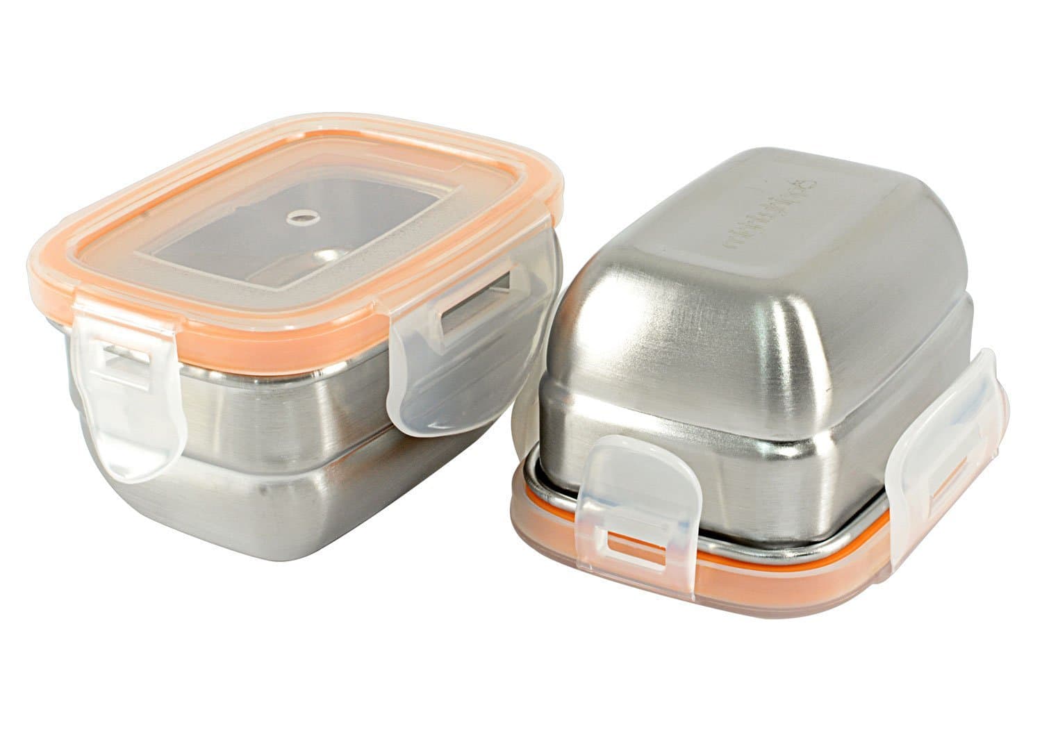Rectangle Stainless Steel Mini Container - 2 Pack Set - Spill and Leak Proof/Perfect for Salad Dressings - Dips - Sauces - Condiments - Baby Food and Snacks/Adult and Kid Friendly