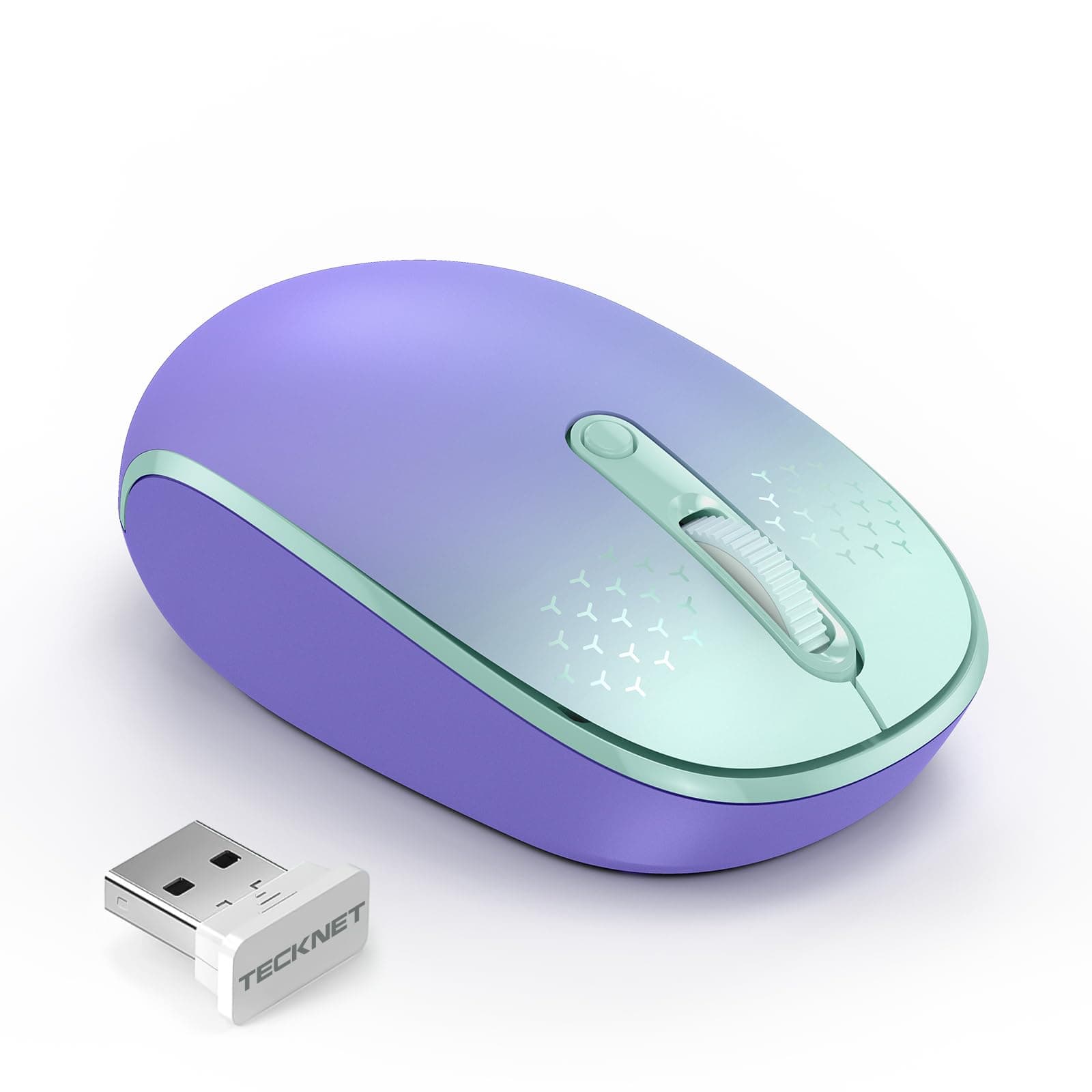 TECKNET Wireless Mouse, 2.4G Quiet Computer Mouse with USB Receiver, 4 Buttons Portable Cordless Mice for Chromebook, Laptop, PC, Mac, 800/1200/1600 DPI