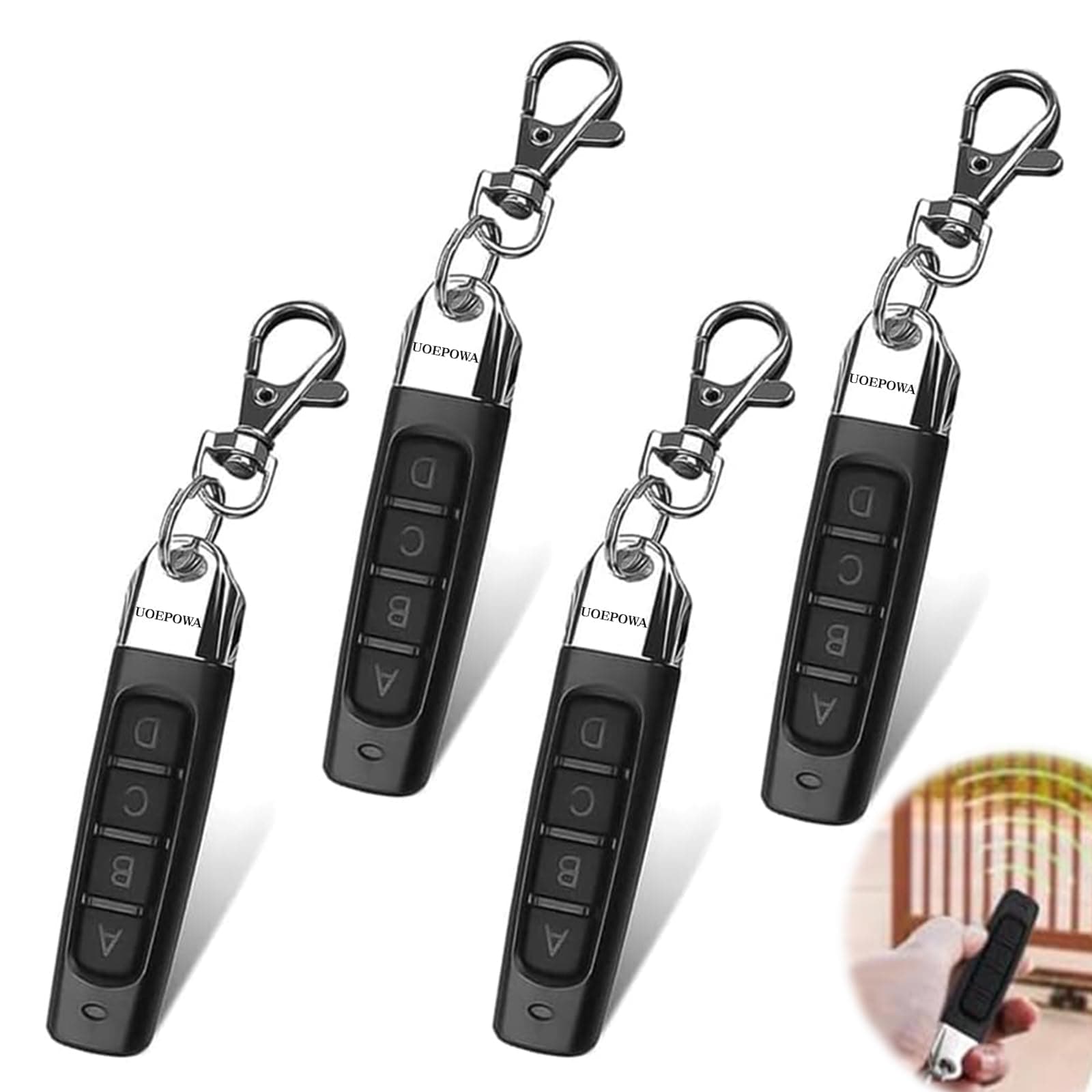 UOEPOWA4 Pcs 433MHz Gate Remote Control Duplicator, Automatic Copy Gate Opener Remote, 433 MHz Electric Door Openers for Sliding Door, حزمة من 2 مفتاح باب كاراج هرقليفة