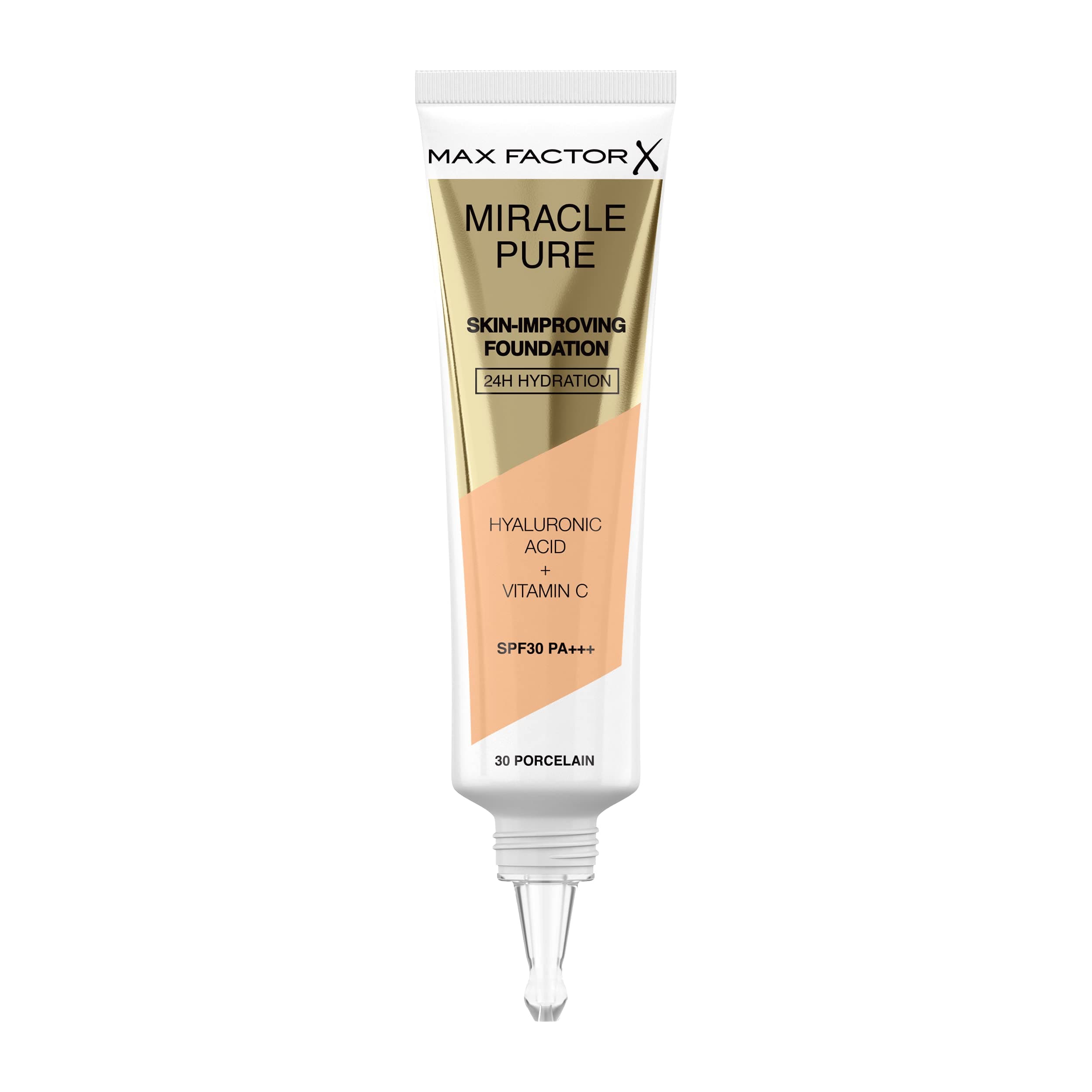 Miracle Pure Liquid Foundation, Porcelain, Full Coverage, Flawless and Radiant Finish, Lightweight Formula, Smudge Resistant, Non Pore-Clogging, Fragrance Free, 35ml