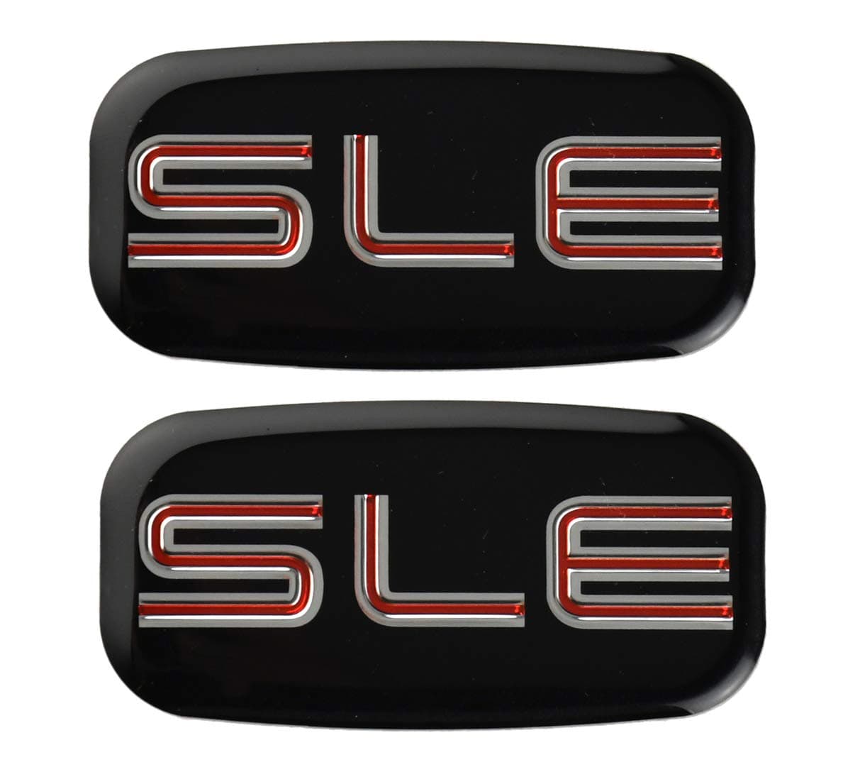 CDD 2x SLE Emblems 3D Nameplate Sticker Replacement for GMC Chevrolet Sierra Suburban Yukon 1500 2500 3500 15036134 (Chrome/Red)
