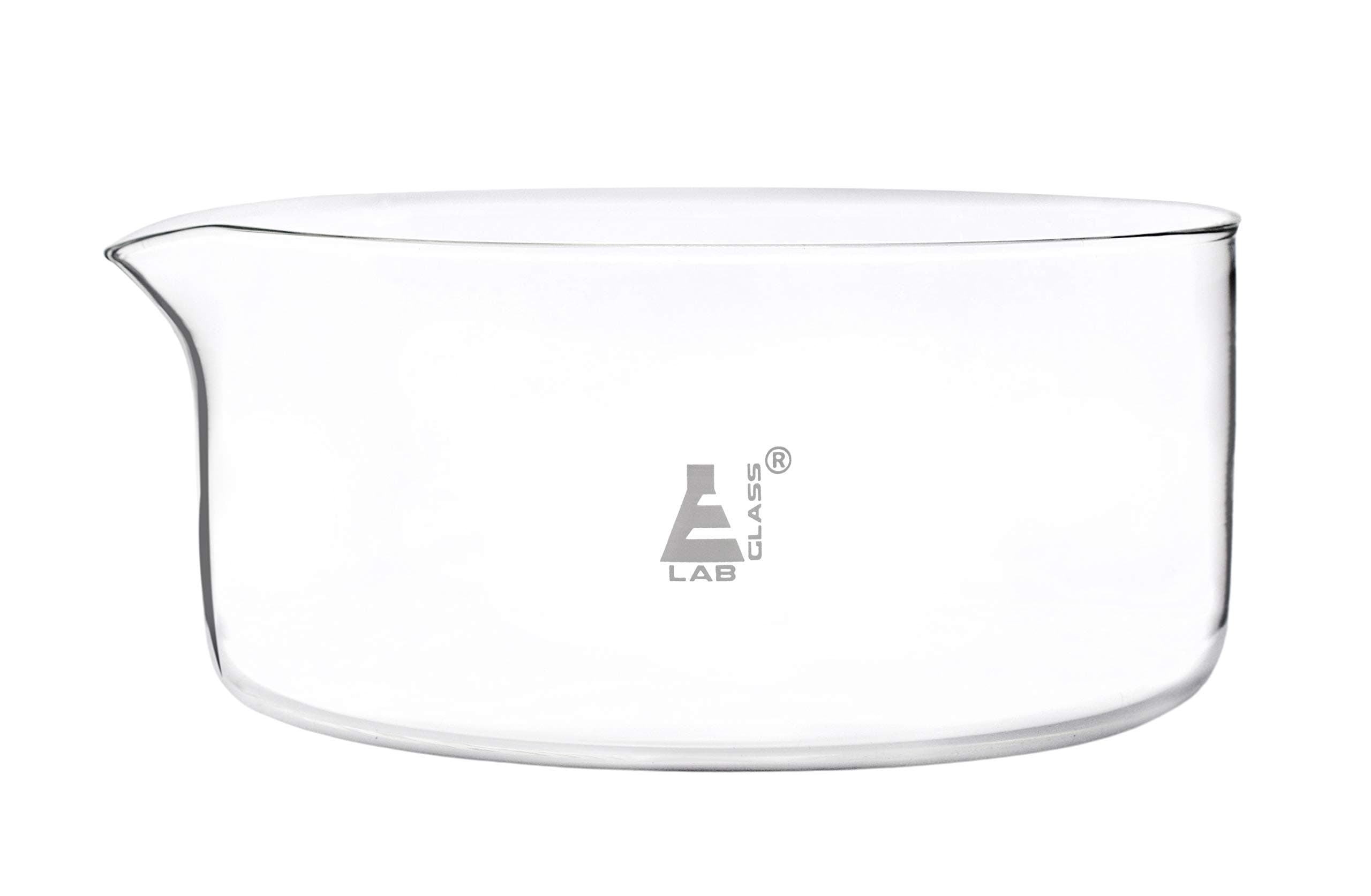 Eisco Crystallizing Dish, 3500ml - Flat Bottom, with Spout - Borosilicate 3.3 Glass - Laboratory, Kitchen, Crafts Labs