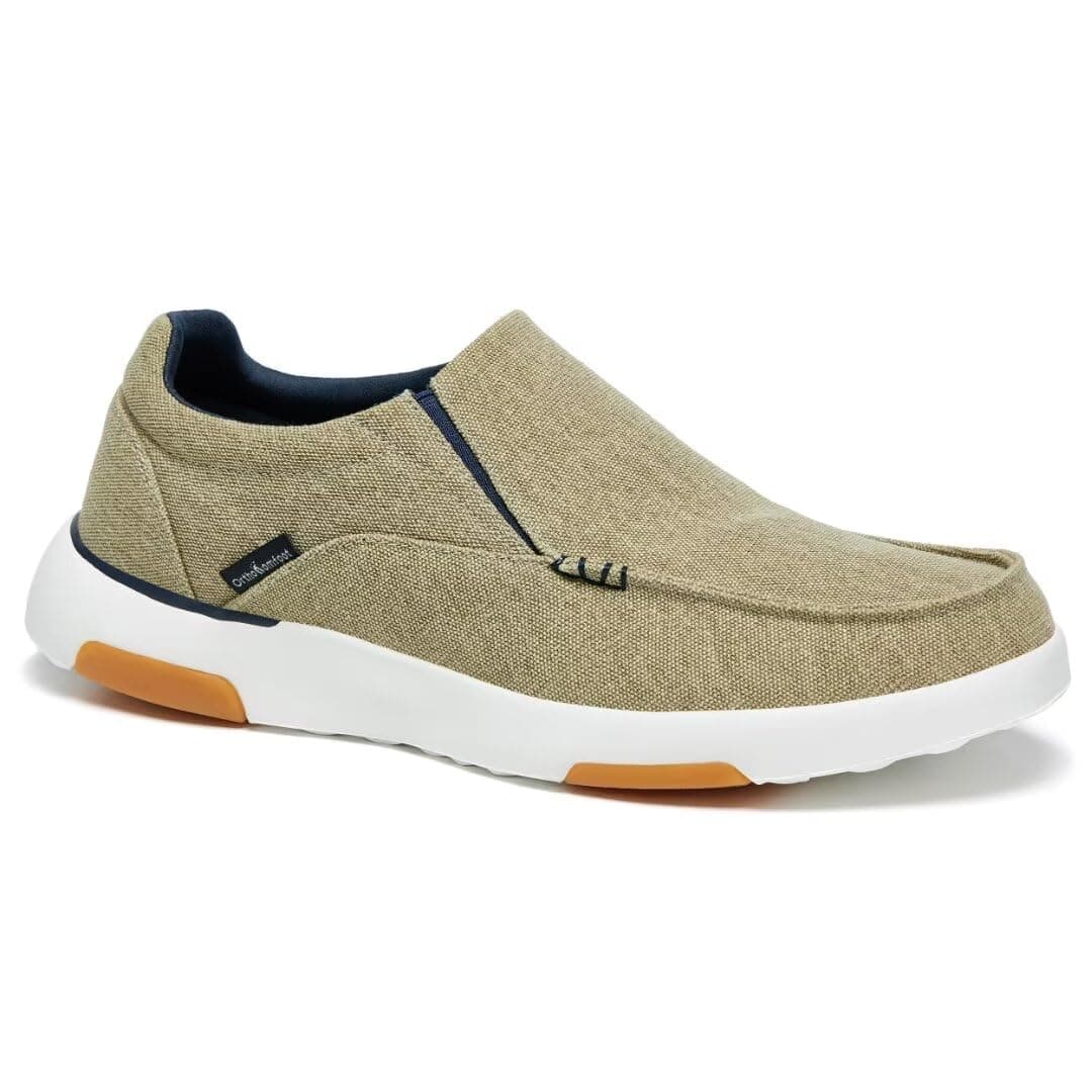 OrthoComfoot Men's Orthopedic Comfortable Slip-On Shoes with Arch Support, Orthotic Loafers for Plantar Fasciitis, Canvas Leisure Vintage Flat Walking Shoes for Foot and Heel Pain Relief