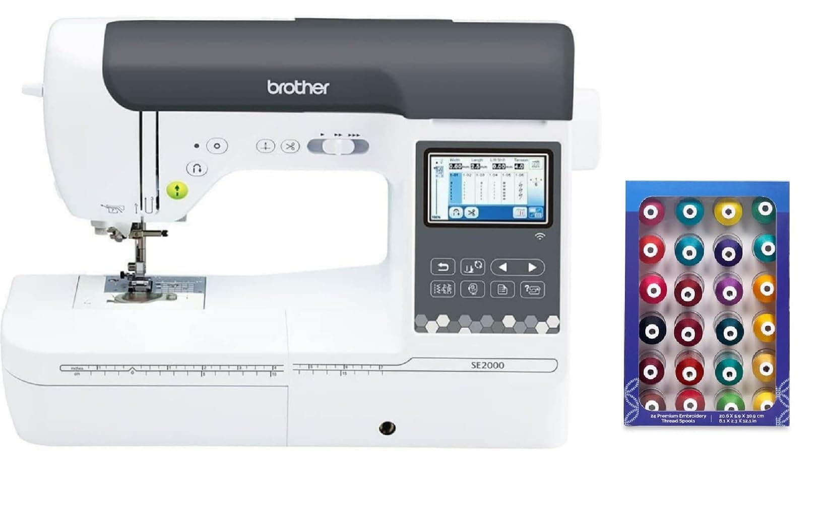 Brother SE2000 Computerized Sewing and Embroidery Machine, Plus 24 Spools of Jewel Toned Thread