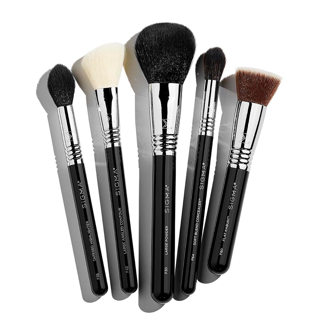 - Sigma Beauty Makeup Brush Set – Set of 5 Classic Makeup Brushes for Full Face, Professional Makeup Brushes for Foundation, Concealer, Blush/Powder, Contour, and Highlight (5 pcs)