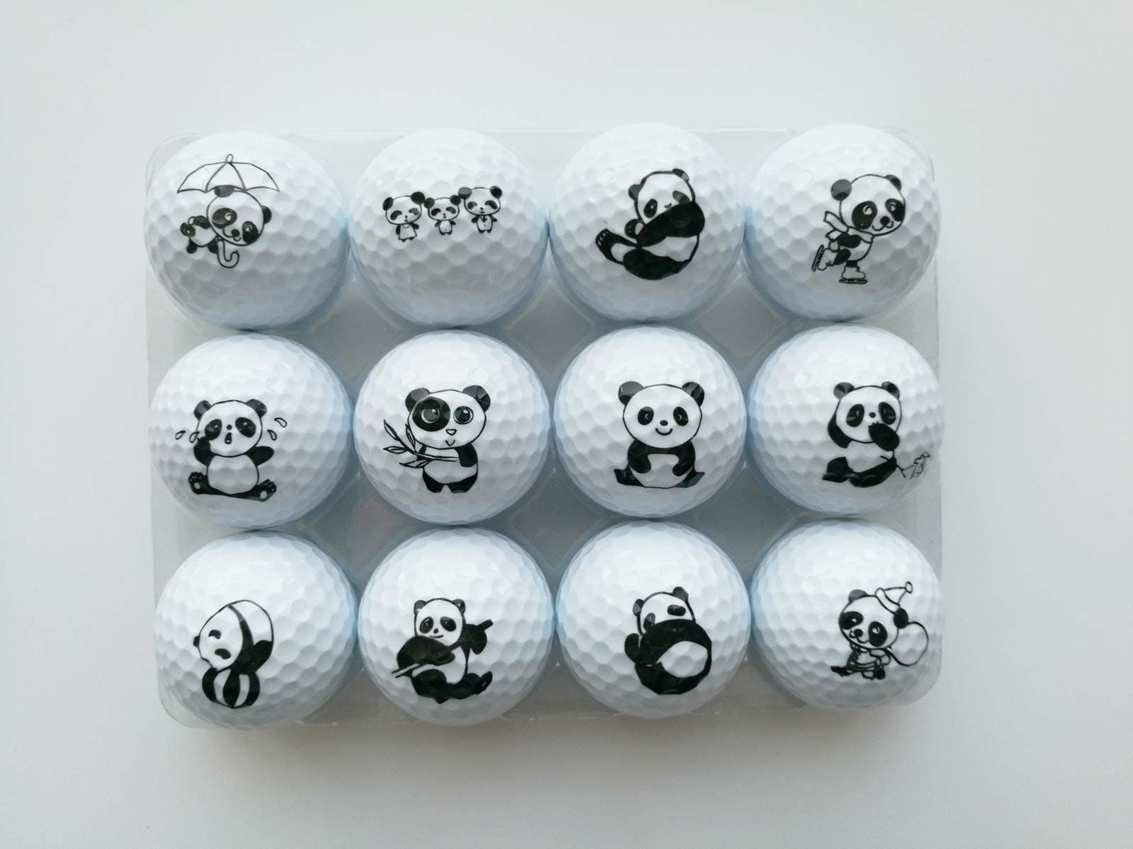 yamato Golf Balls, 12 Cute Panda Pattern Double Layer Practice Golf Balls, Fun Golf Gift for All Golfers.