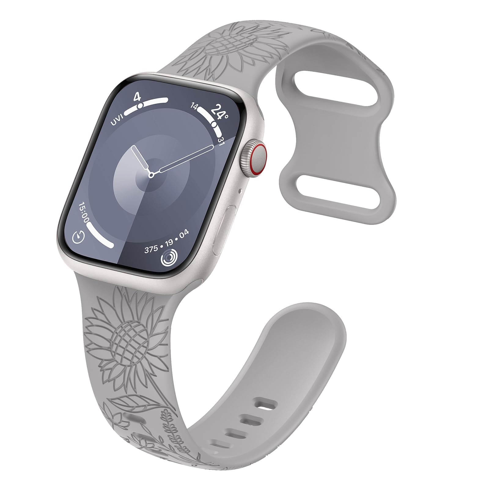 Higgs Flower Engraving Replacement Strap Compatible with Apple Watch Strap 41 mm 40 mm 38 mm 44 mm 45 mm 49 mm 42 mm Women Men Soft Silicone Sports Bracelets for iWatch Series Ultra 8 SE 7 6 5 4 3 2 1