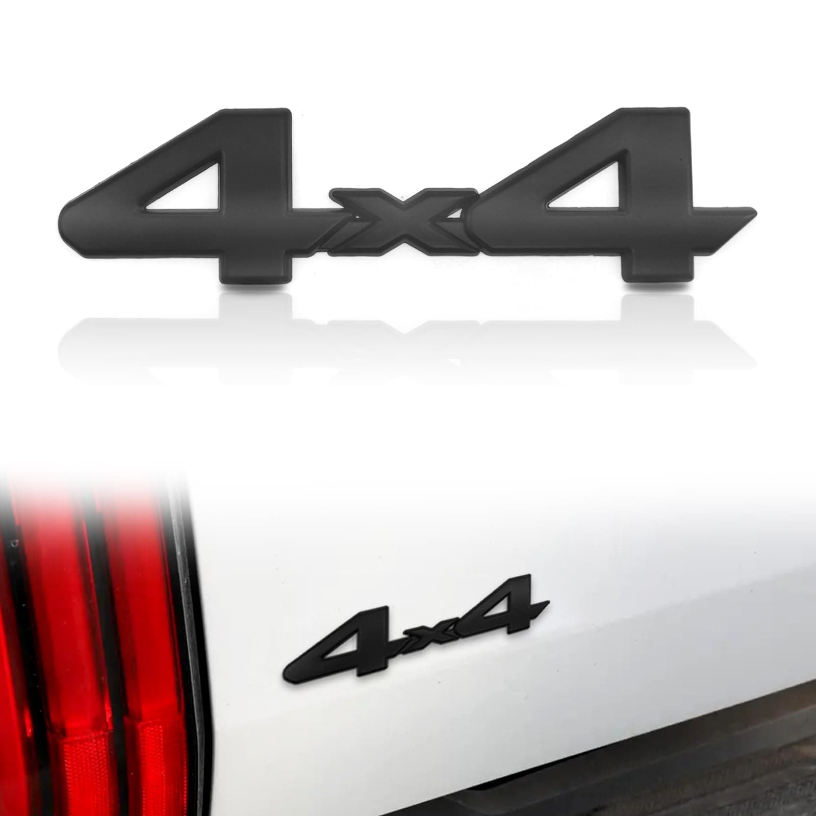 Universal 4X4 Emblem Badge 3D Logo, Full Coverage Adhesive Replacement Compatible with Toyota 4Run, Tac, Tun SUV Truck Pickup Model, 3D Metal Matte Black Logo Trunk Badge (Matte Black)