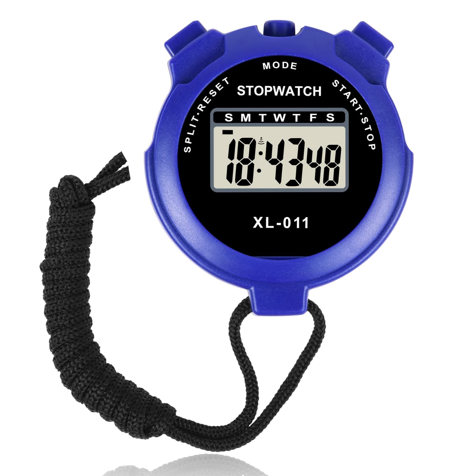 Vicloon Sport Stopwatch Timer, Multi-Function Sport Digital Stopwatch Large Display, Single Lap /Split Memory Stopwatch with12/24 Hour Clock Alarm Calendar for Training Swimming Running(Blue)