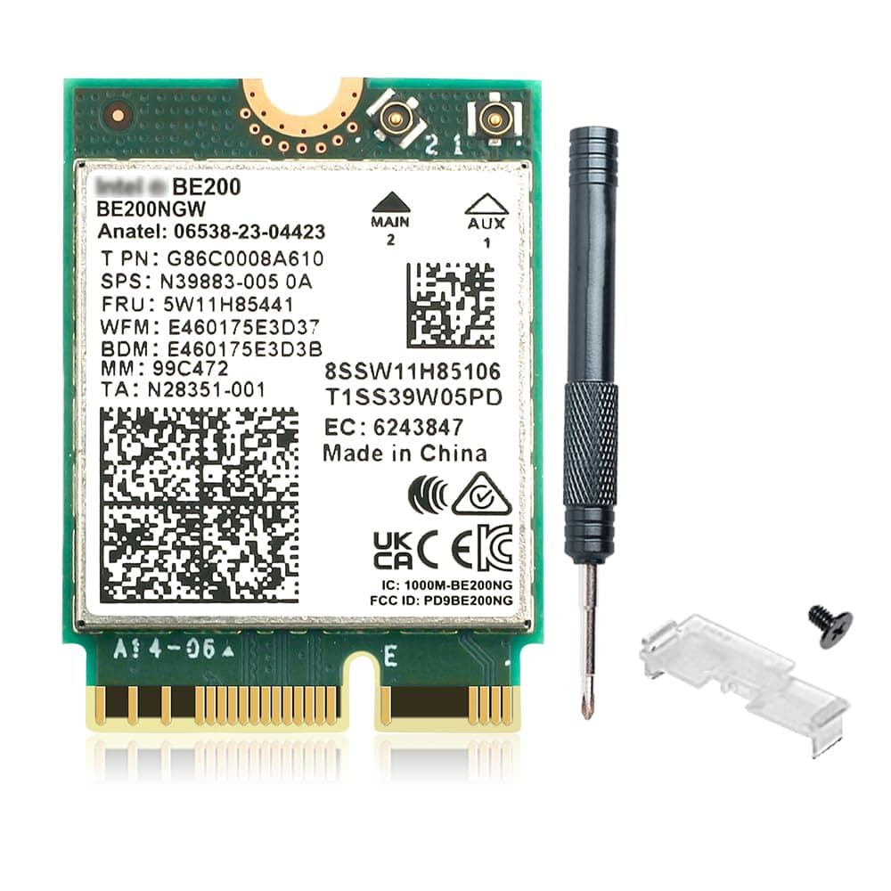 WiFi 7 BE200 Wireless Card,for Intel BE200NGW 5800Mbps M.2 NGFF Network, 802.11BE Tri-Band 6G/5GHz/2.4GHz,WPA3,Bluetooth 5.4,Wi-Fi7 for Laptop Desktop,Compatible with Windows 10/11, Not Support AMD