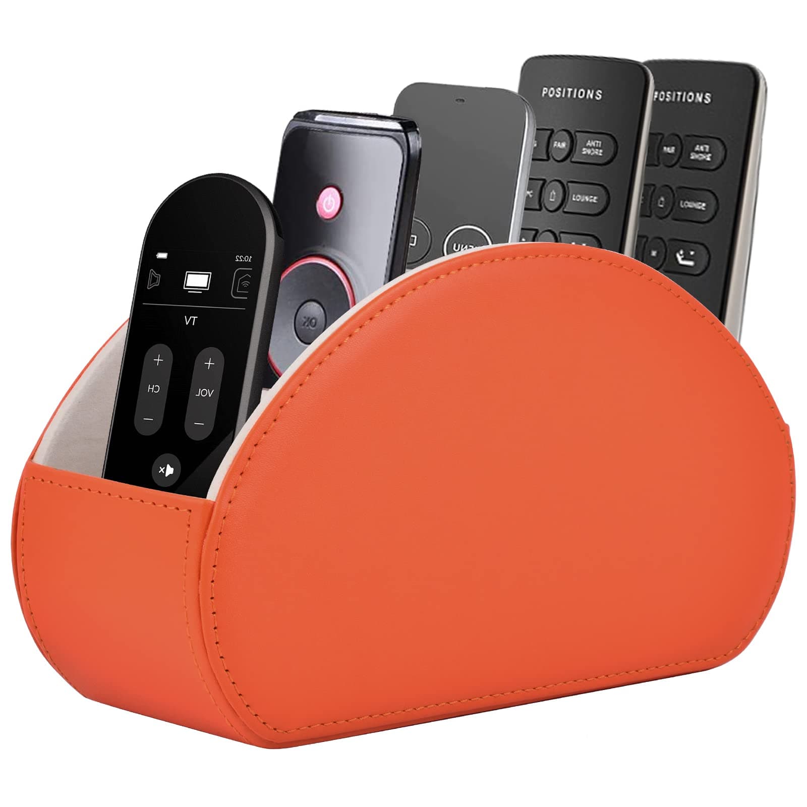 Remote Control Holder,TV Remote Caddy/Box with 5 Compartments,Bedside Table Organizer for Controller,Glasses,makeup brushes,jewelry and Media Player,Pen/Pencil Storage(Orange)