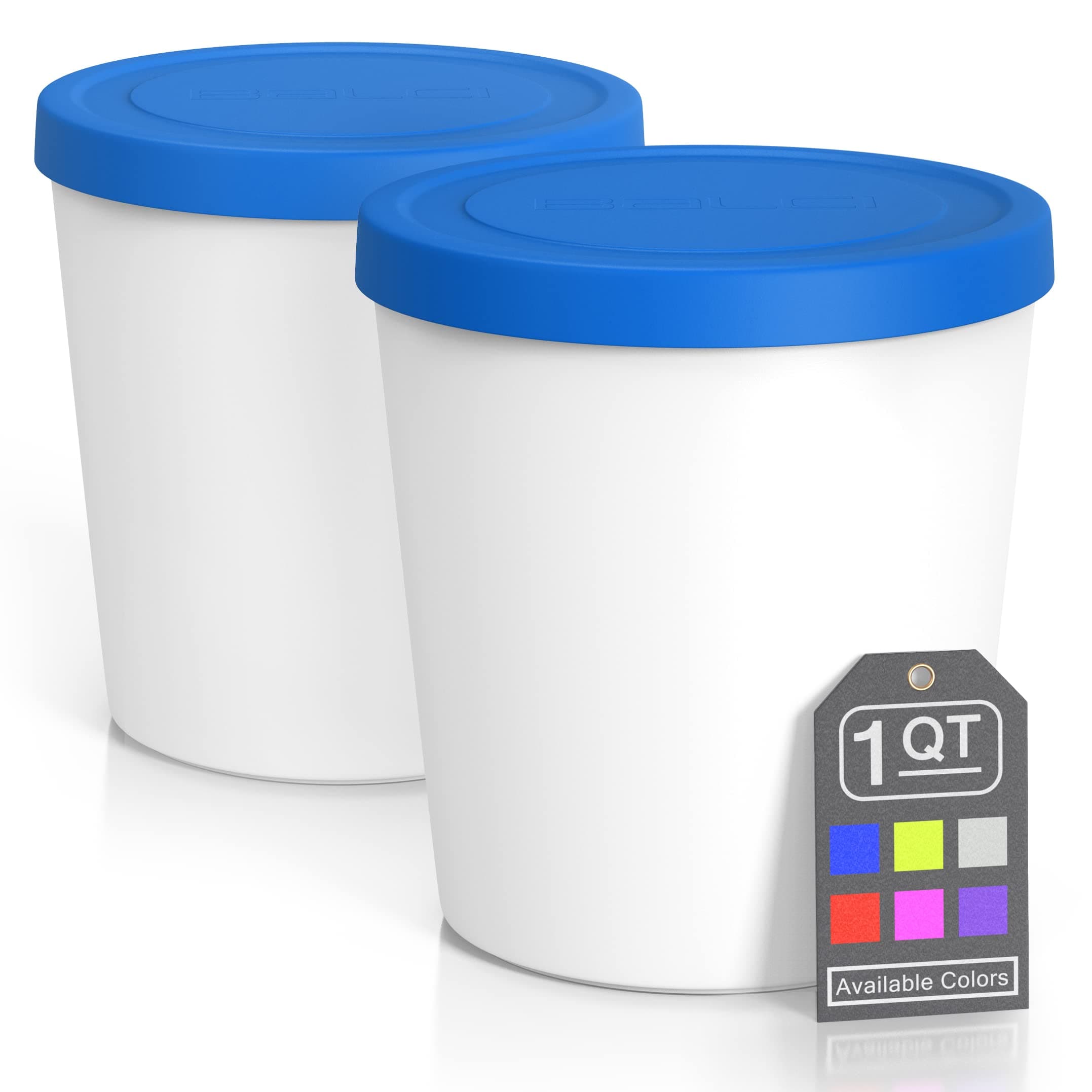 - Premium Ice Cream Containers (2 Pack - 1 Quart Each) Perfect Freezer Storage Tubs with Lids for Ice Cream, Sorbet and Gelato! - Blue