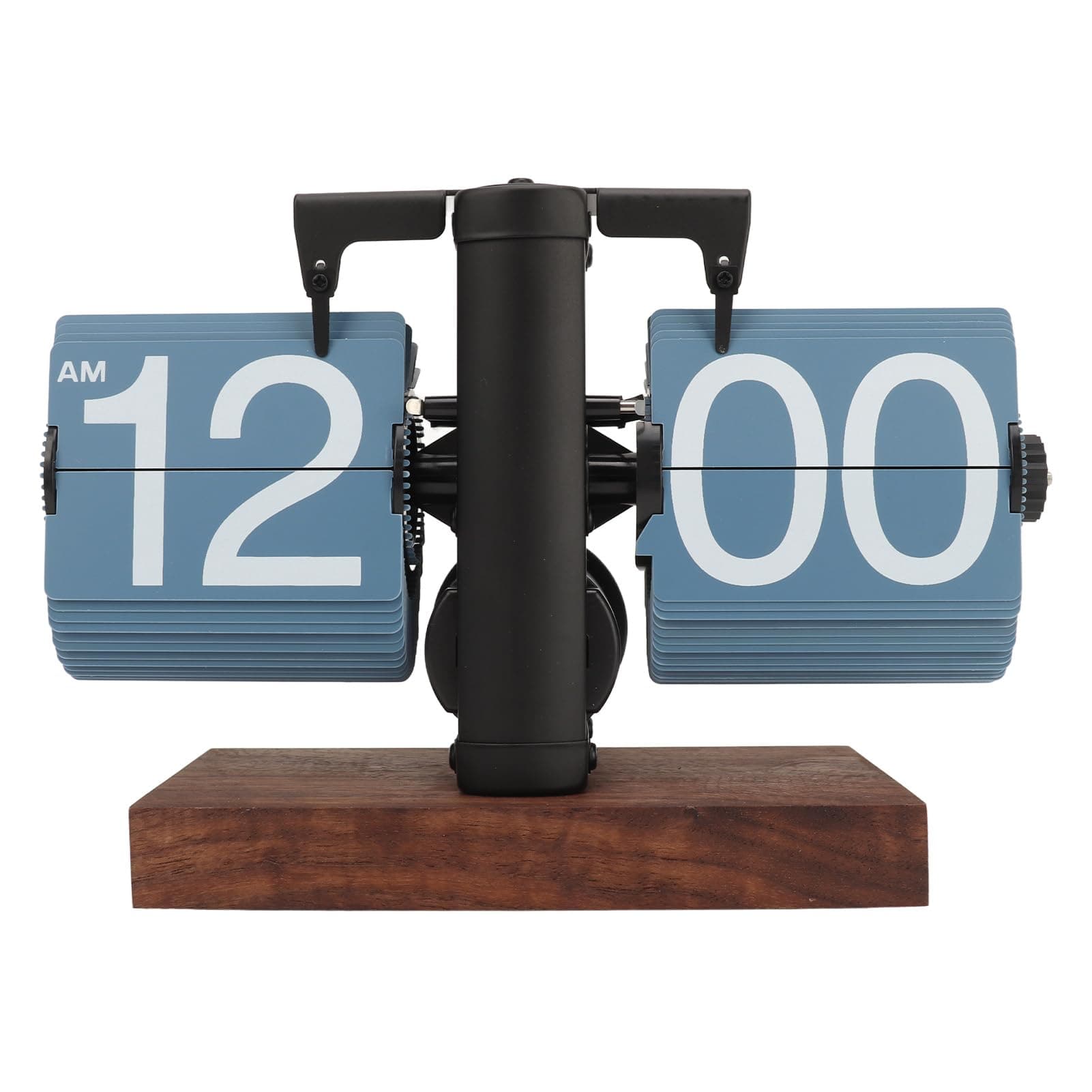 BROLEO Digital Flip Down Clock, 12H AM/PM Display Mechanical Retro Digital Flip Desk Clock, Battery Powered Internal Gear Operated Tabletop Auto Flip Clock for Home & Office Decor (Blue)