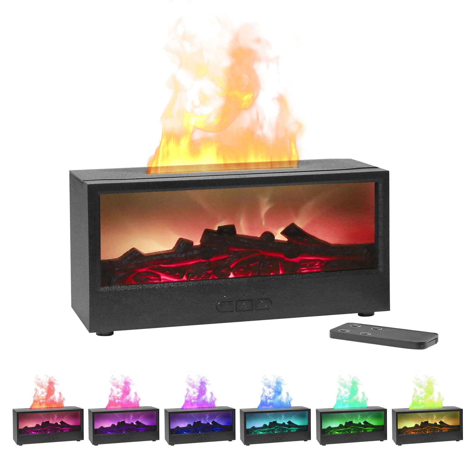 Essential Oil Diffusers for Home,Air Diffuser Flame Colorful Water Vapor Fireplace Fire Humidifier Aromatherapy Aroma for Room Bedroom,Auto Off Protection