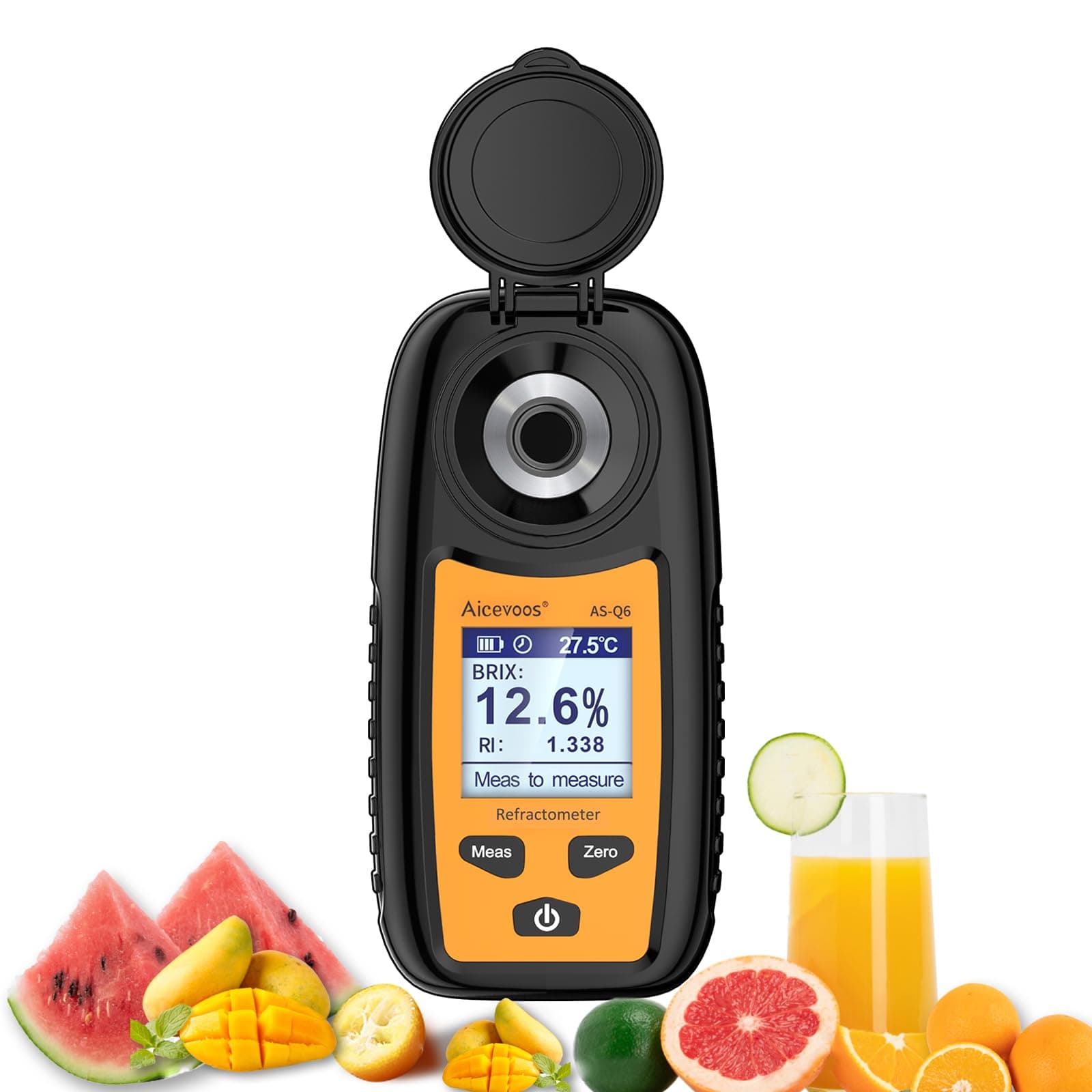 Digital Sugar Brix Refractometer brix Meter Automatic Temperature Compensation Range 0-35%，±0.2% Precision, Perfect for Fruits, Juices, Vegetables, Drinks and Coffee
