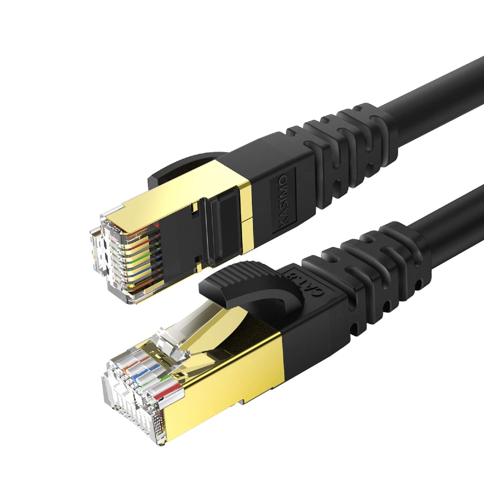KASIMO CAT 8 Ethernet Cable 5M Round Network Internet Ethernet LAN Cable,High Speed 40Gbps 2000Mhz SFTP LAN Wires Internet Patch Cable with RJ45 Gold Plated Connector for Switch/Router/Modem