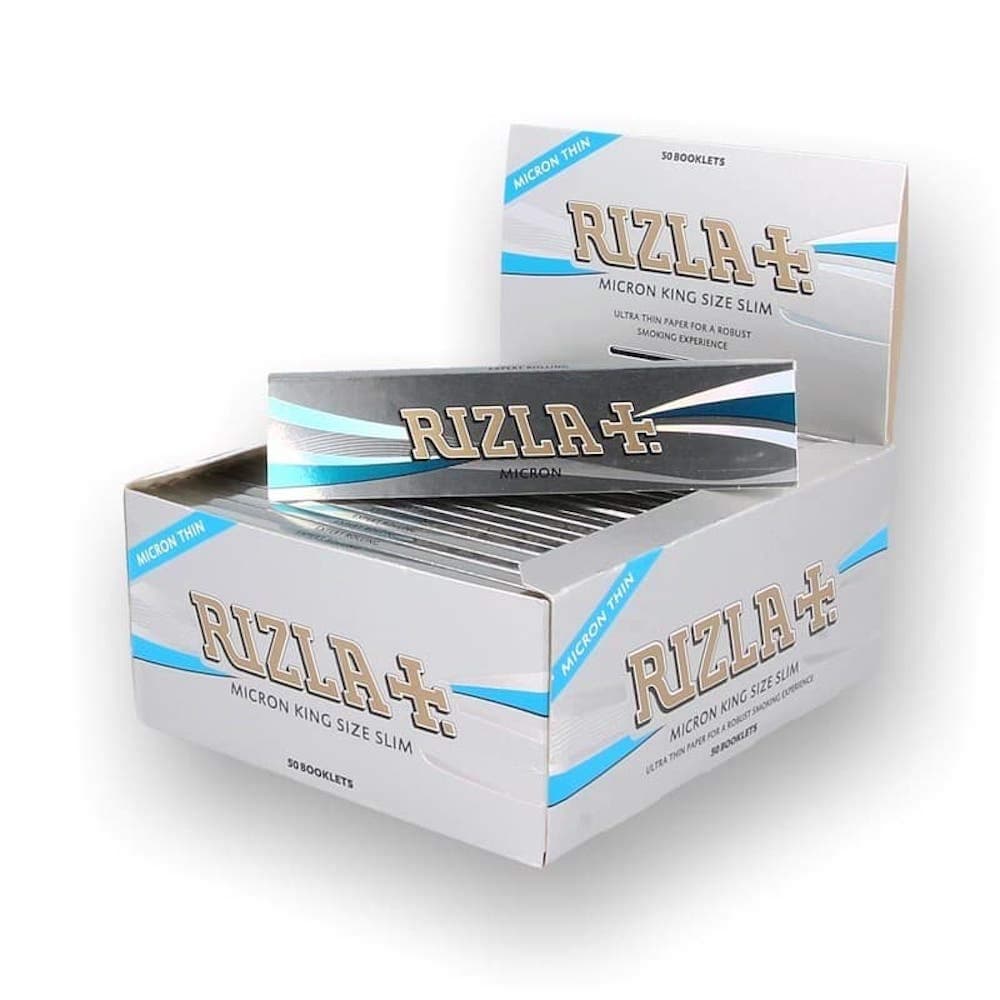 Micron King Size Slim (Micron Thin) Smoking Rolling Papers - 1 Box X 50 Booklets