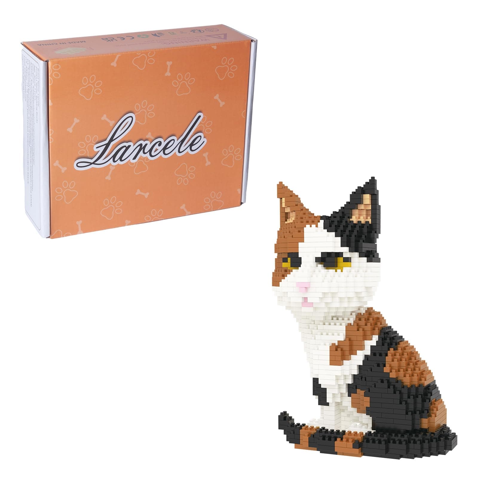 Larcele Cat Micro Building Blocks Animal Set, DIY Mini 3D Building Toy Bricks,1191pcs KLJM-05 (Cat, Model1979)