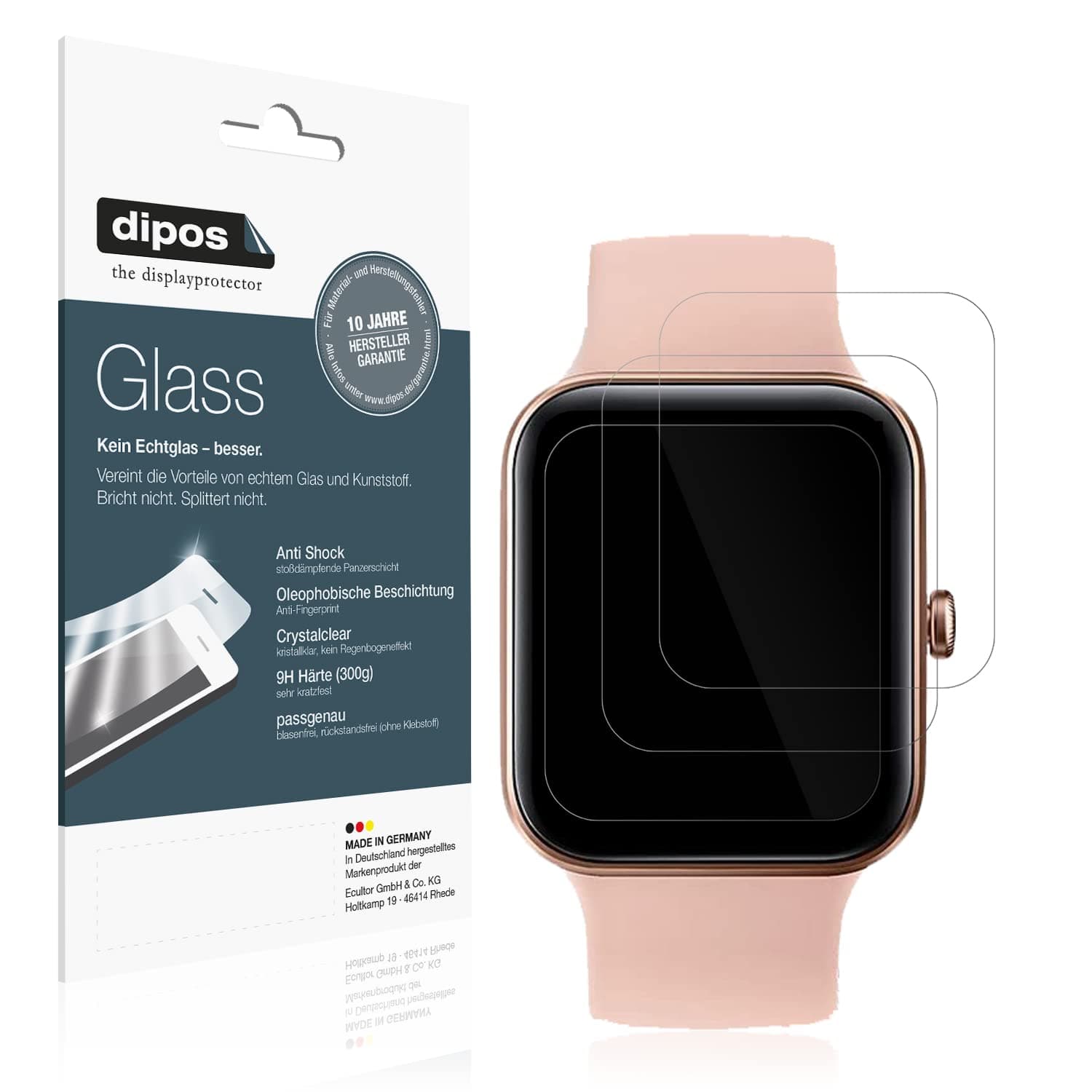 dipos I 2x Screen Protector compatible with AooDen Smartwatch Flexible Glass 9H Display Protection