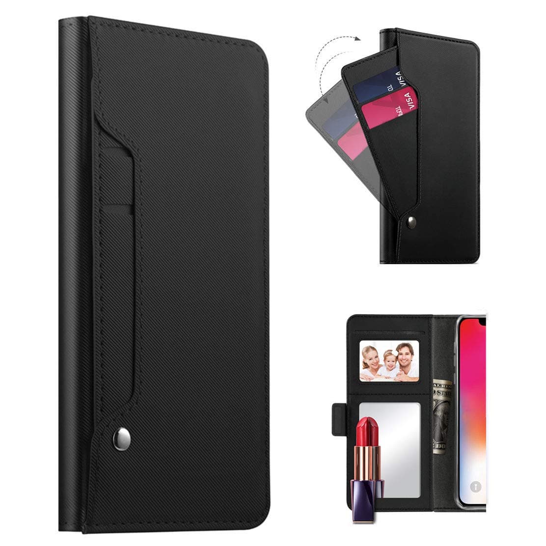 Xs Max Case Compatible with Apple iPhone Xmaxs Cases Wallet I Phone Xsmax Cover Aphone Xmas Xmax 10xsmax Card Holder Bumper xphone SX Mas Coque 10 10s 10xs Plus Thin Slim pu Leather 6.5 i Black