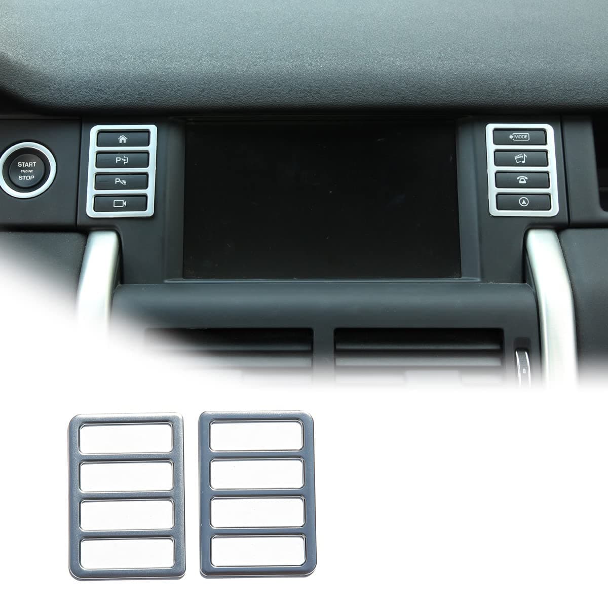 Chrome Car Multifunction Push Button Frame Trim 2pcs For Discovery Sport (Silver)