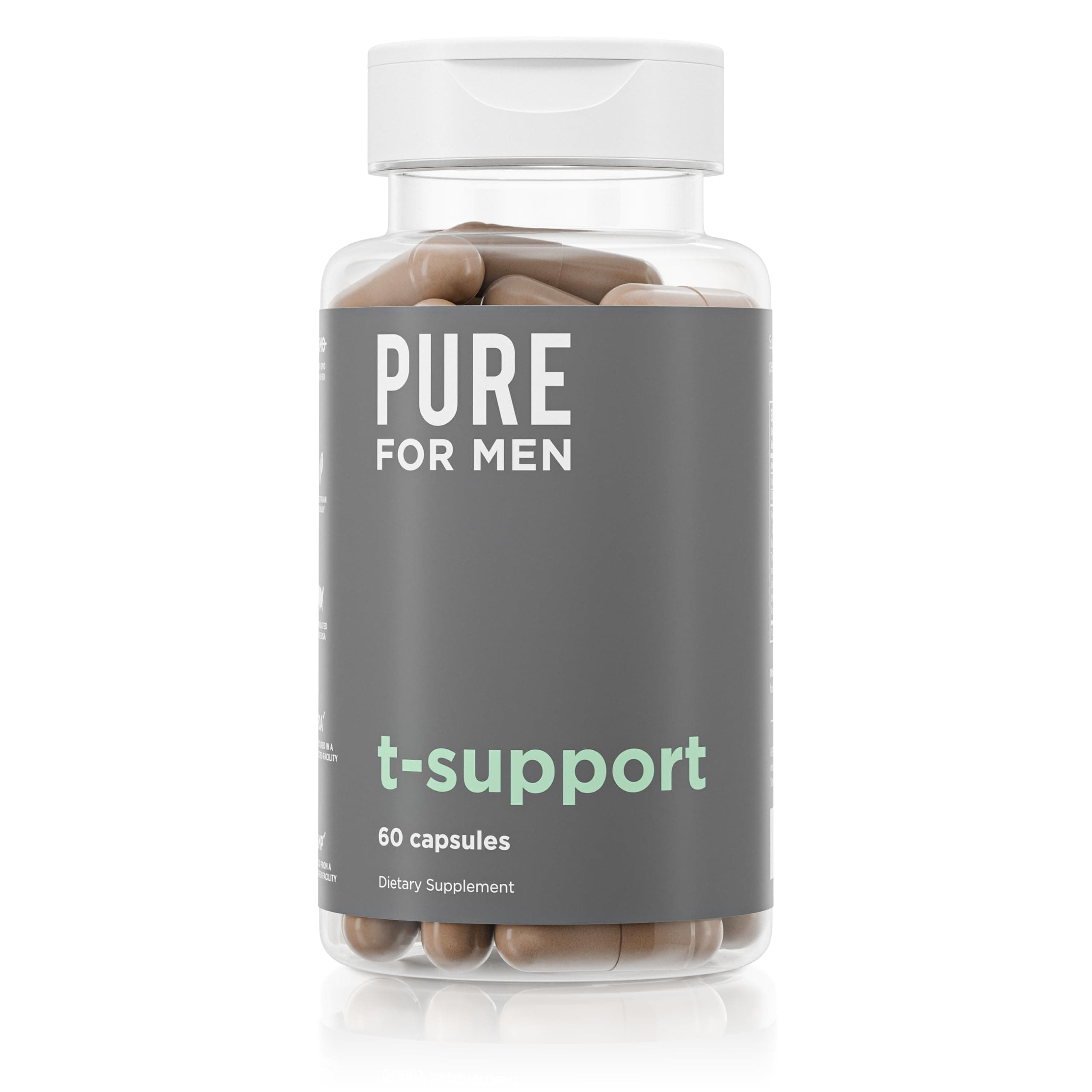 T-Support Supplement | Vegetarian Total Support for Men with Maca, Vitamin D, & Ashwagandha, Muscle Health | Endurance, Strength, Focus, & Energy Support | 60 Capsules