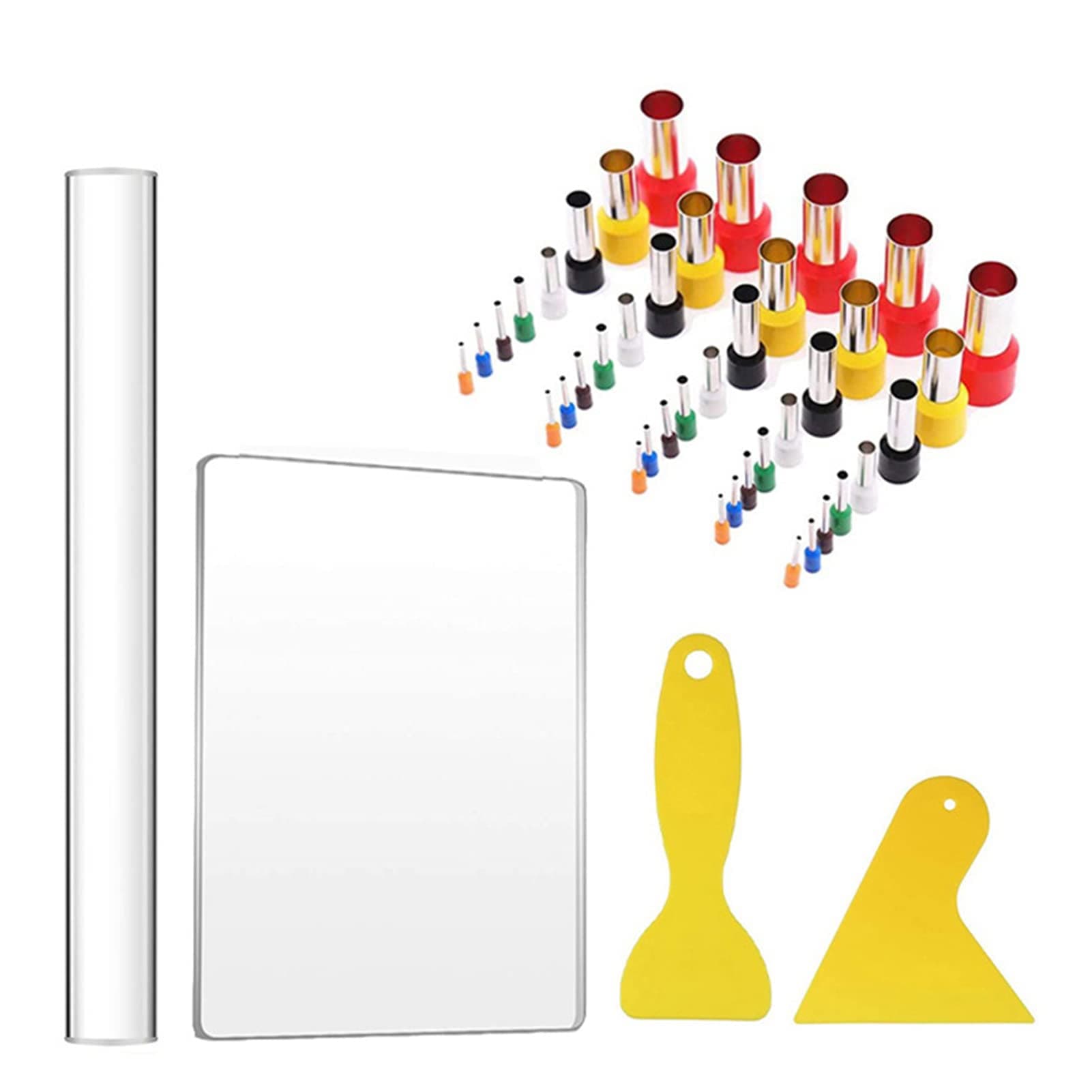 Seedom 44pcs Clay Tools Kit Polymer Clay Cutters Mini Circle Shape Cutter Molds Round Indentation Tool with Clay Roller Acrylic Sheet Plastic Scraper Pottery Ceramic DIY Clay Tools